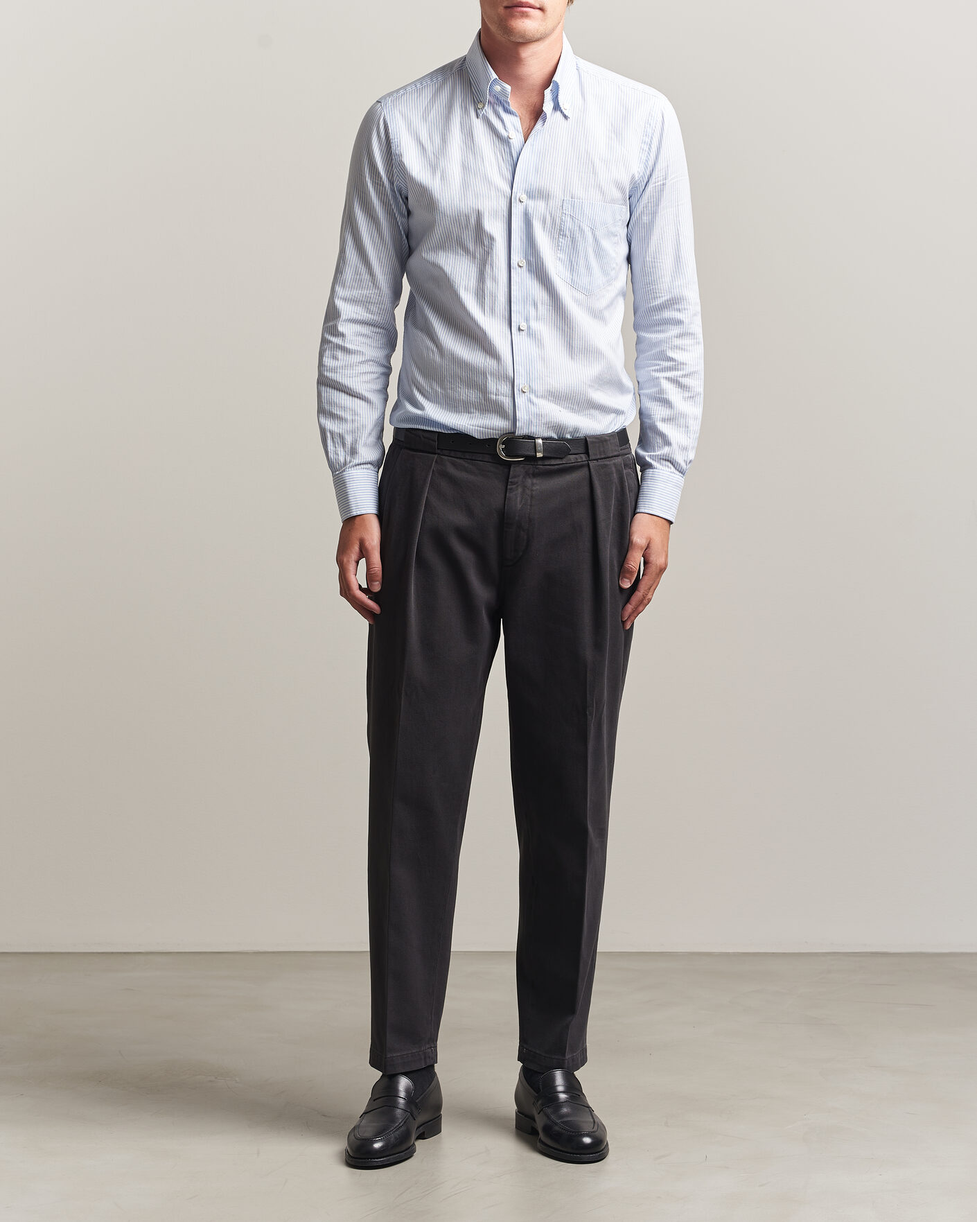 Mies | Housut | Briglia 1949 | Portobello Loose Fit Cotton Trousers Dark Grey