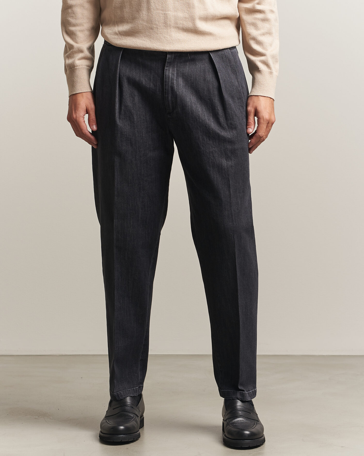 Mies | Housut | Briglia 1949 | Portobello Loose Fit Denim Trousers Grey