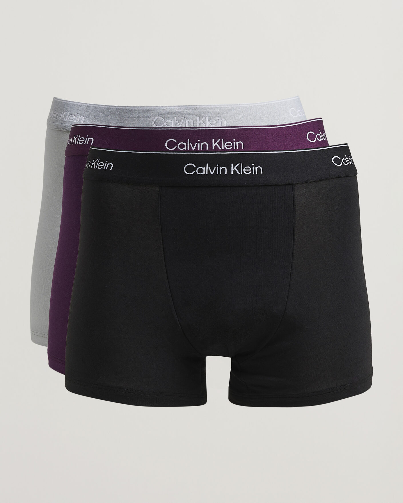 Mies | Alusvaatteet | Calvin Klein | 3-Pack Icon Cotton Stretch Relaxed Trunk Black/Grey/Purple