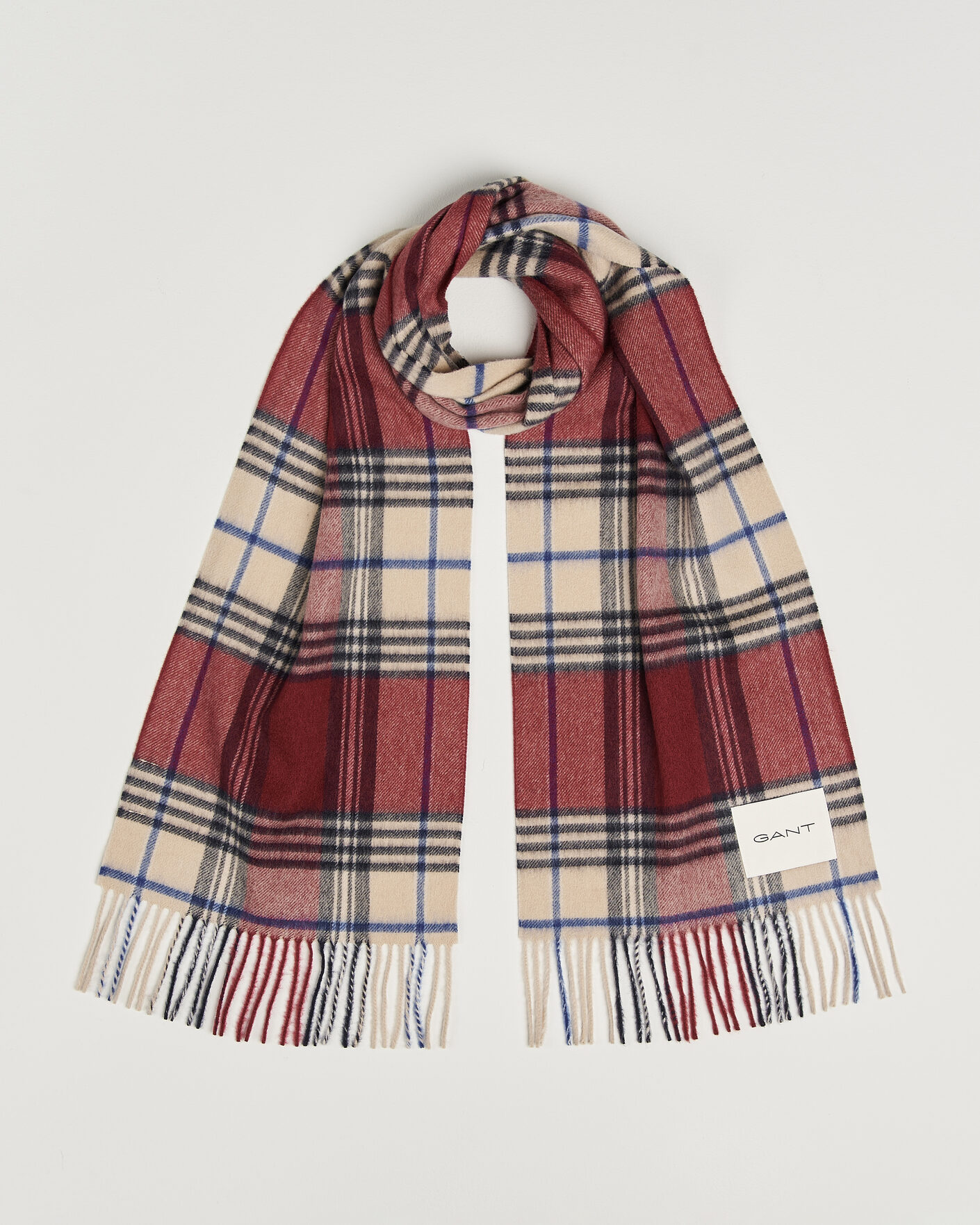 Mies | Kaulaliinat | Gant | Checked Wool Scarf Plumped Red