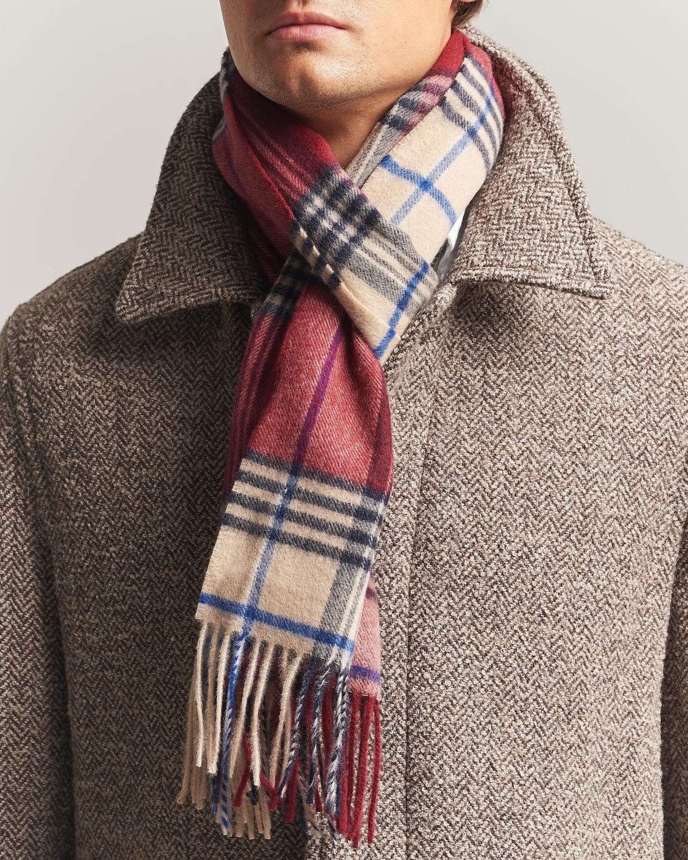 Mies | Kaulaliinat | Gant | Checked Wool Scarf Plumped Red
