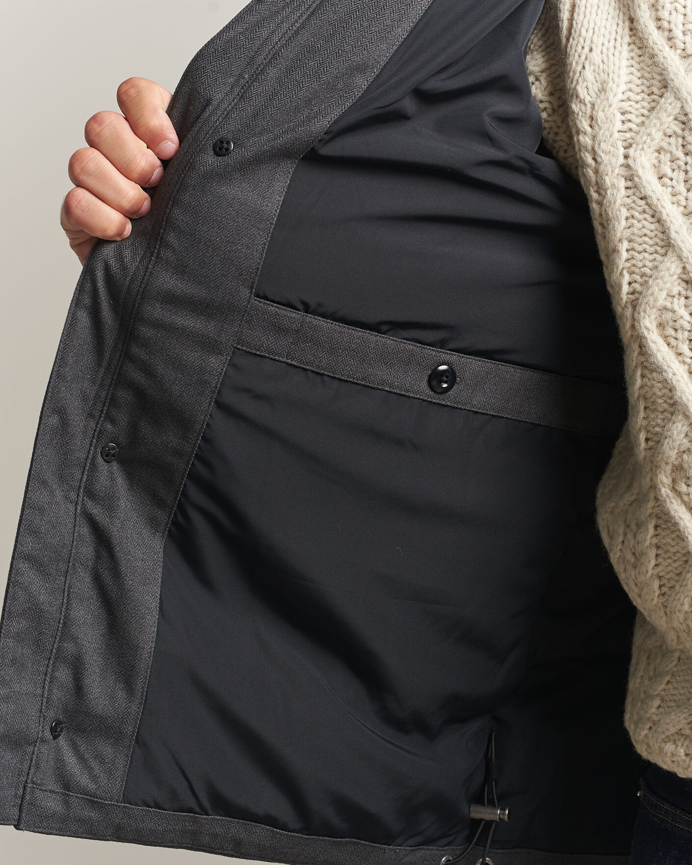Mies | Takit | Gant | Flannel Down Hooded Jacket Black Grey