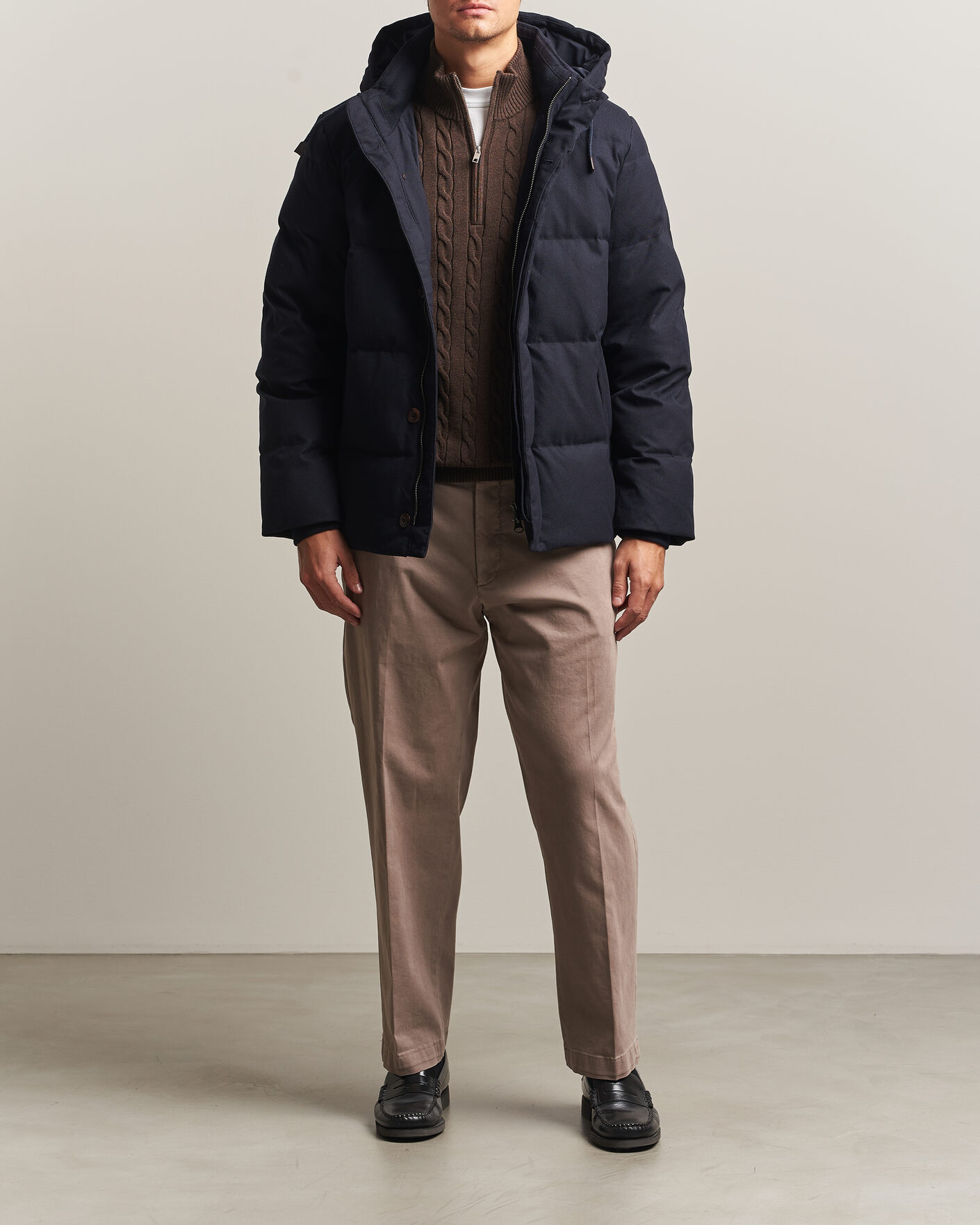 Mies | Takit | Gant | Flannel Down Hooded Jacket Evening Blue