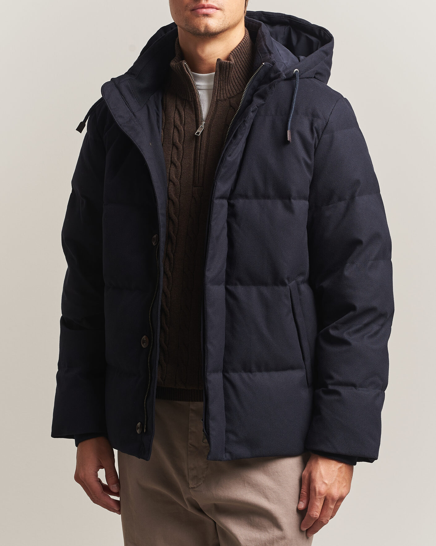 Mies | Takit | Gant | Flannel Down Hooded Jacket Evening Blue
