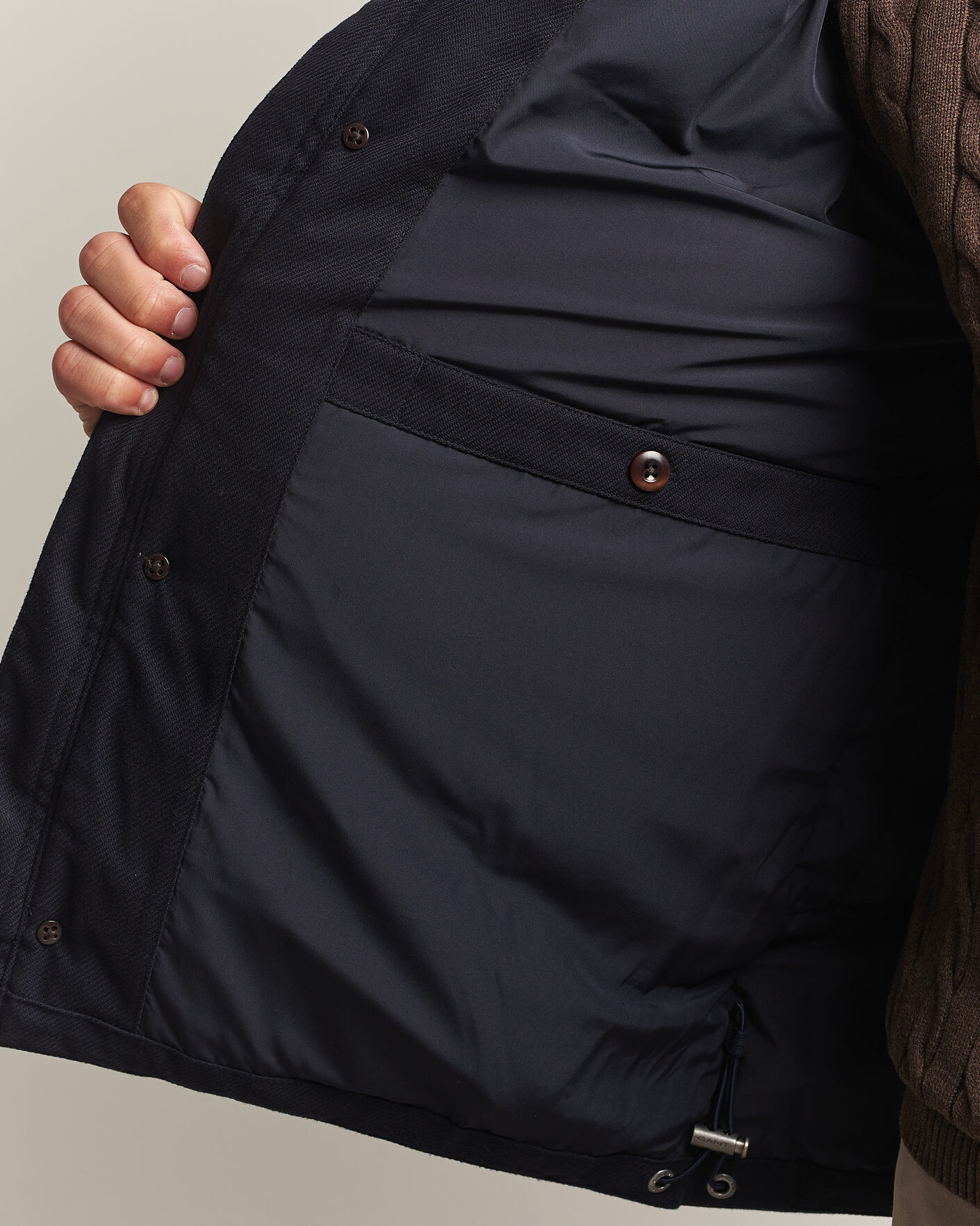 Mies | Takit | Gant | Flannel Down Hooded Jacket Evening Blue