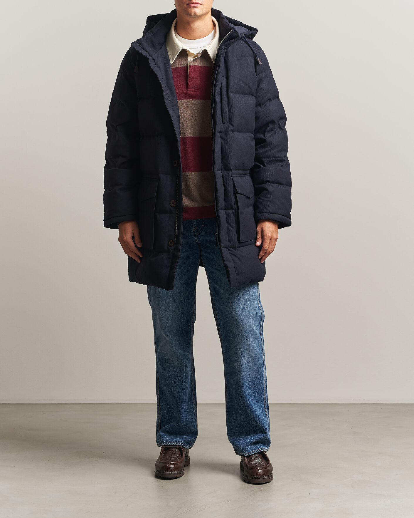 Mies | Takit | Gant | Flannel Down Hooded Parka Evening Blue