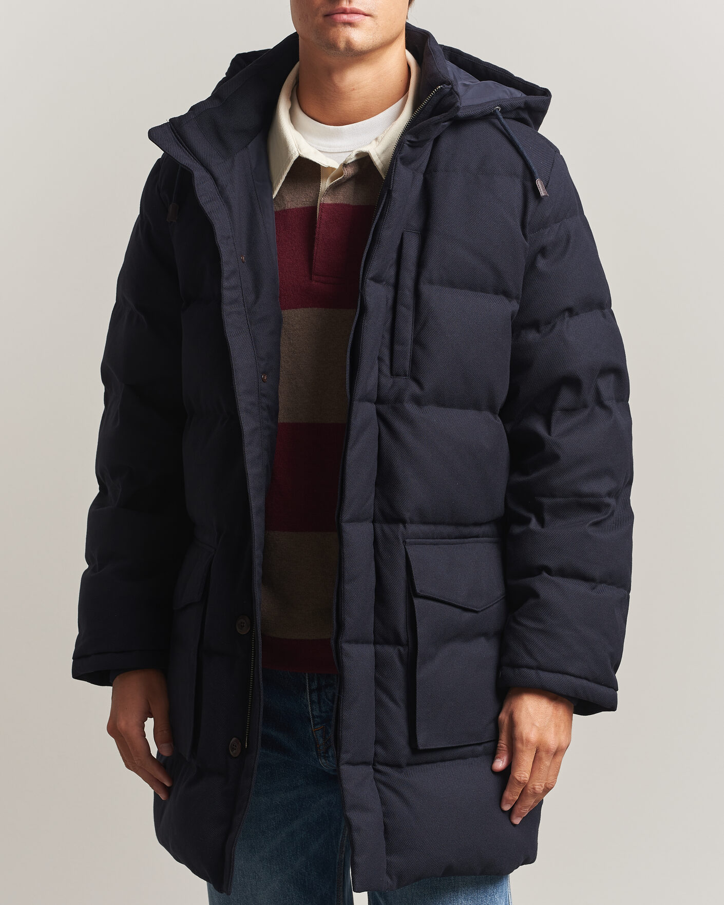 Mies | Takit | Gant | Flannel Down Hooded Parka Evening Blue