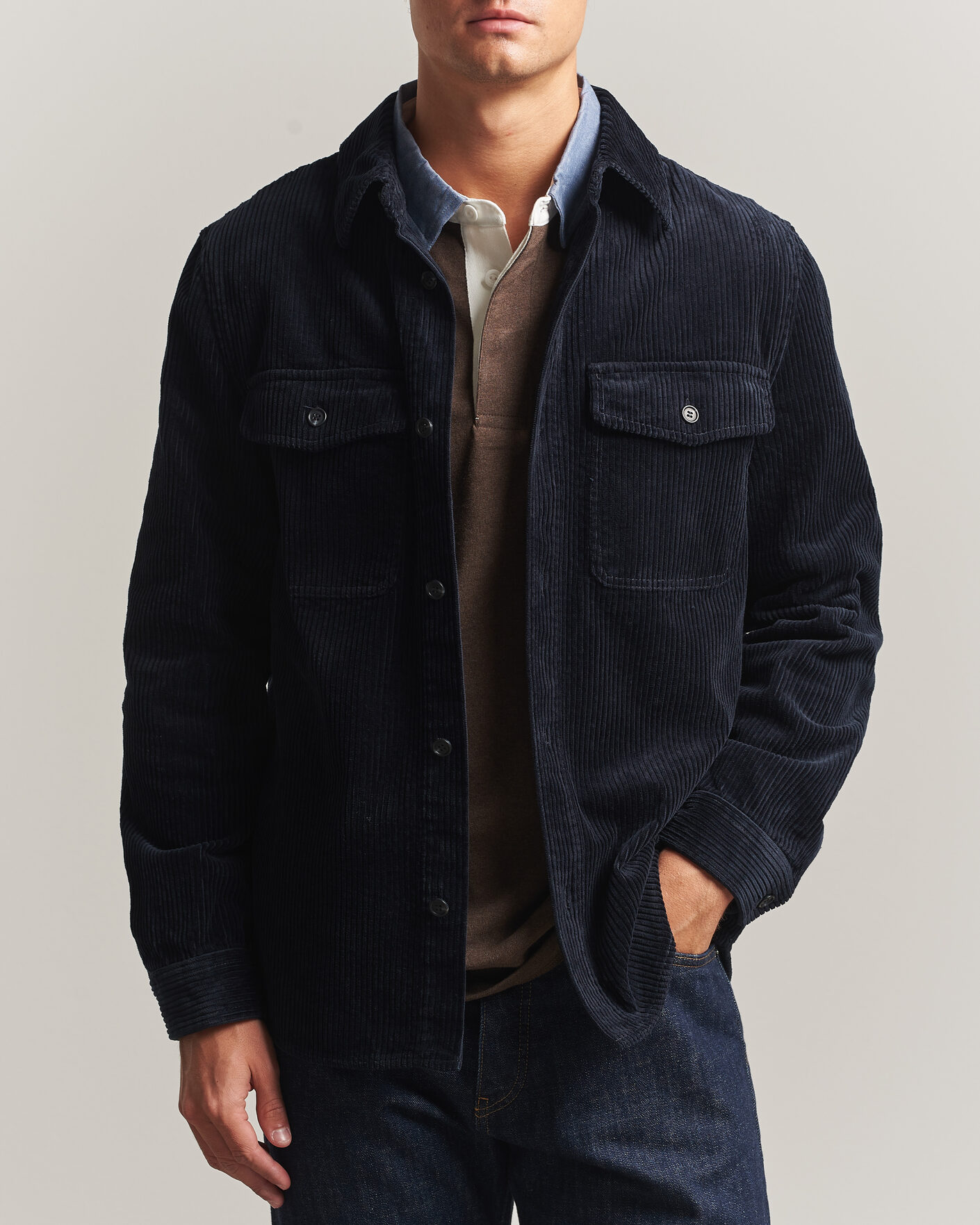 Mies | Kauluspaidat | Gant | Regular Fit Corduroy Overshirt Evening Blue