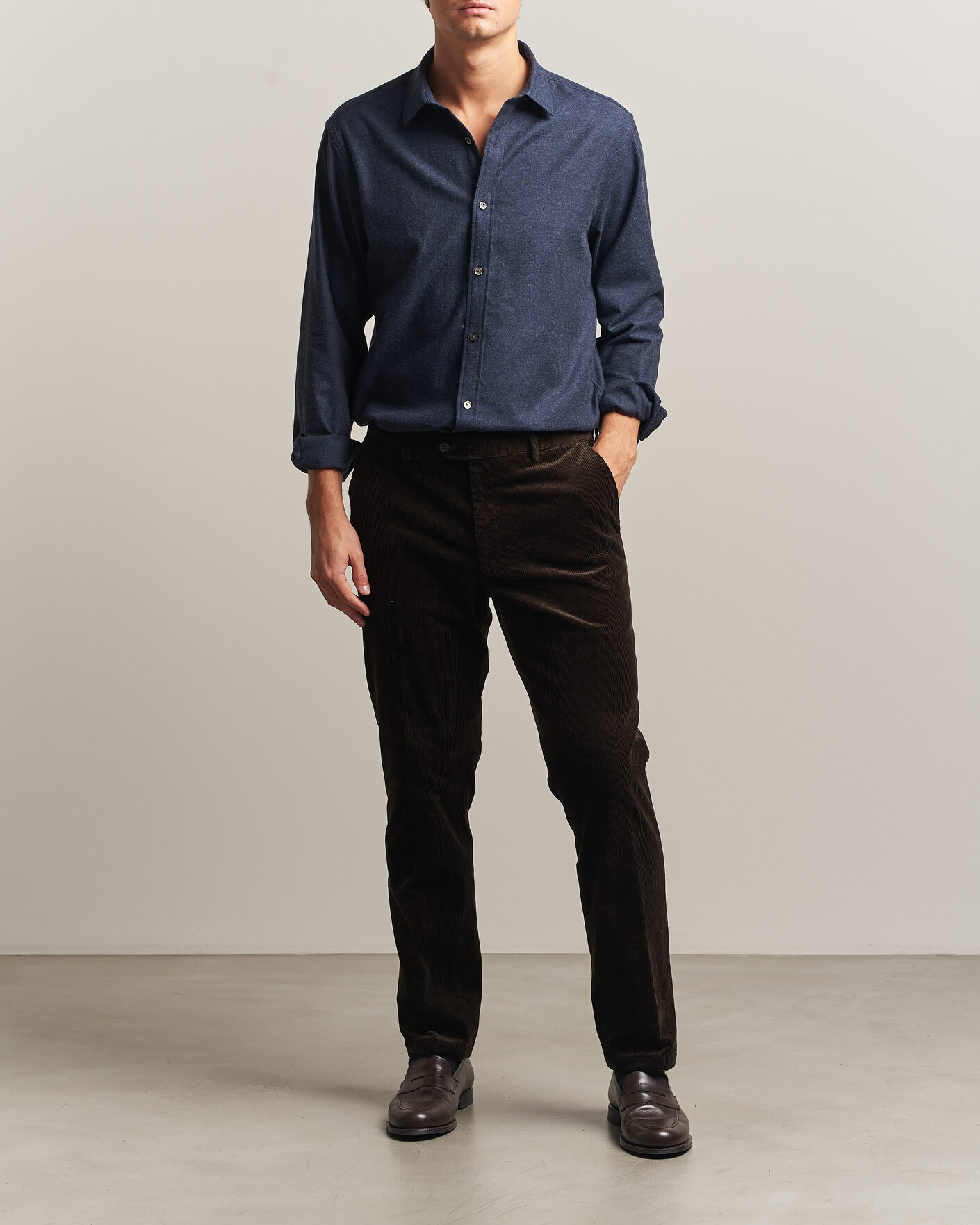 Mies | Kauluspaidat | Gant | Regular Fit Flannel Shirt Dark Navy Melange