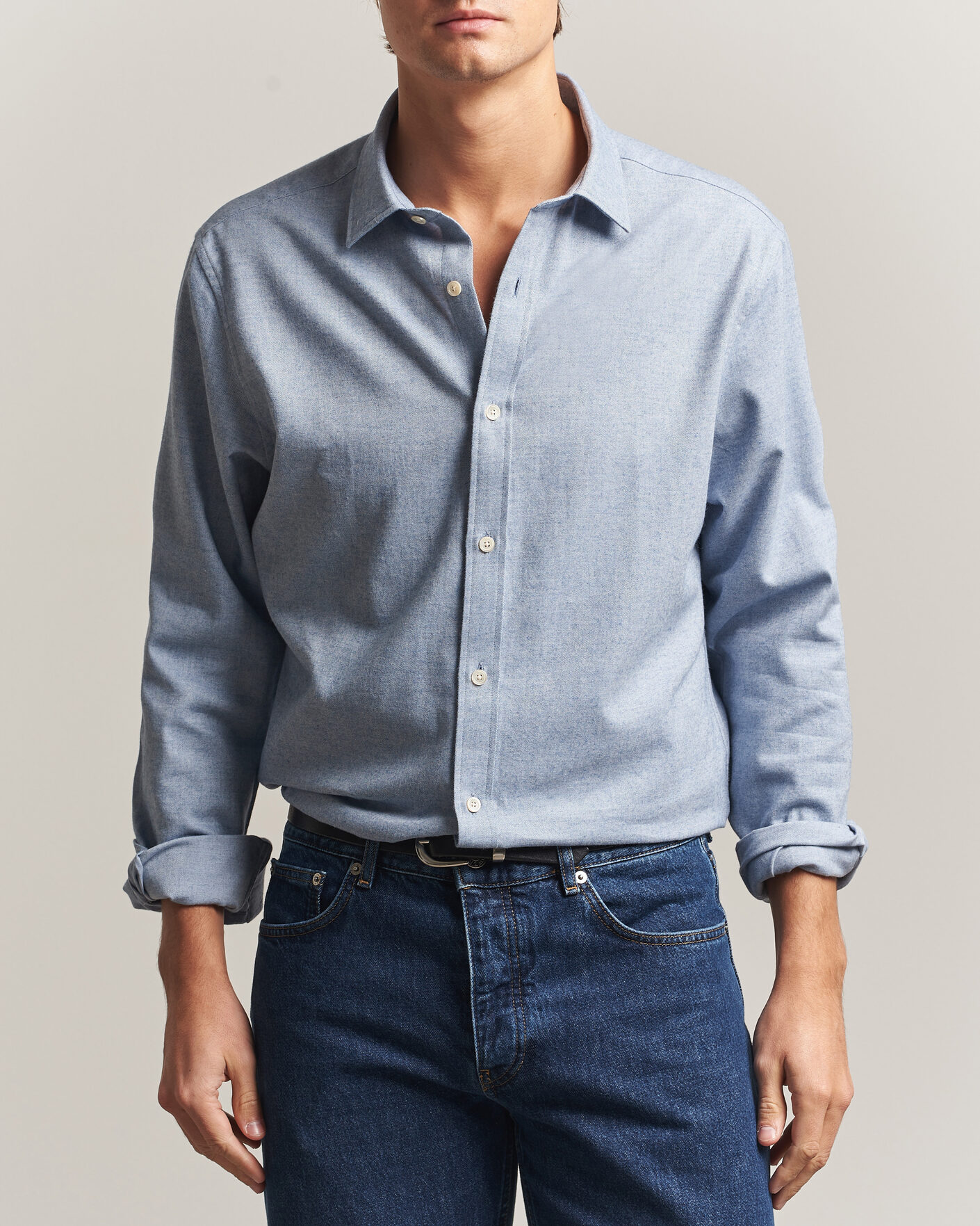 Mies | Kauluspaidat | Gant | Regular Fit Flannel Shirt Light Blue Melange