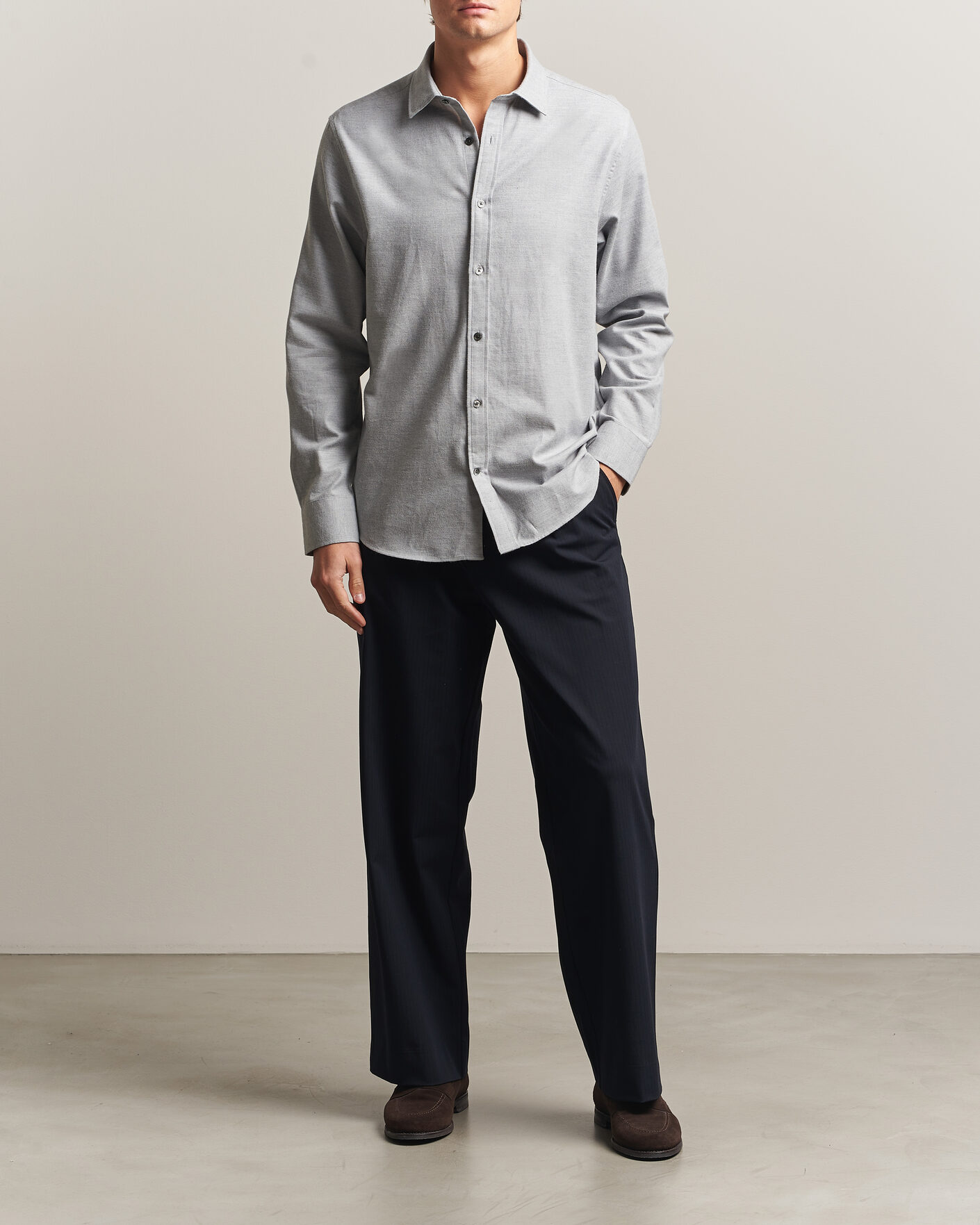Mies | Kauluspaidat | Gant | Regular Fit Flannel Shirt Grey Melange