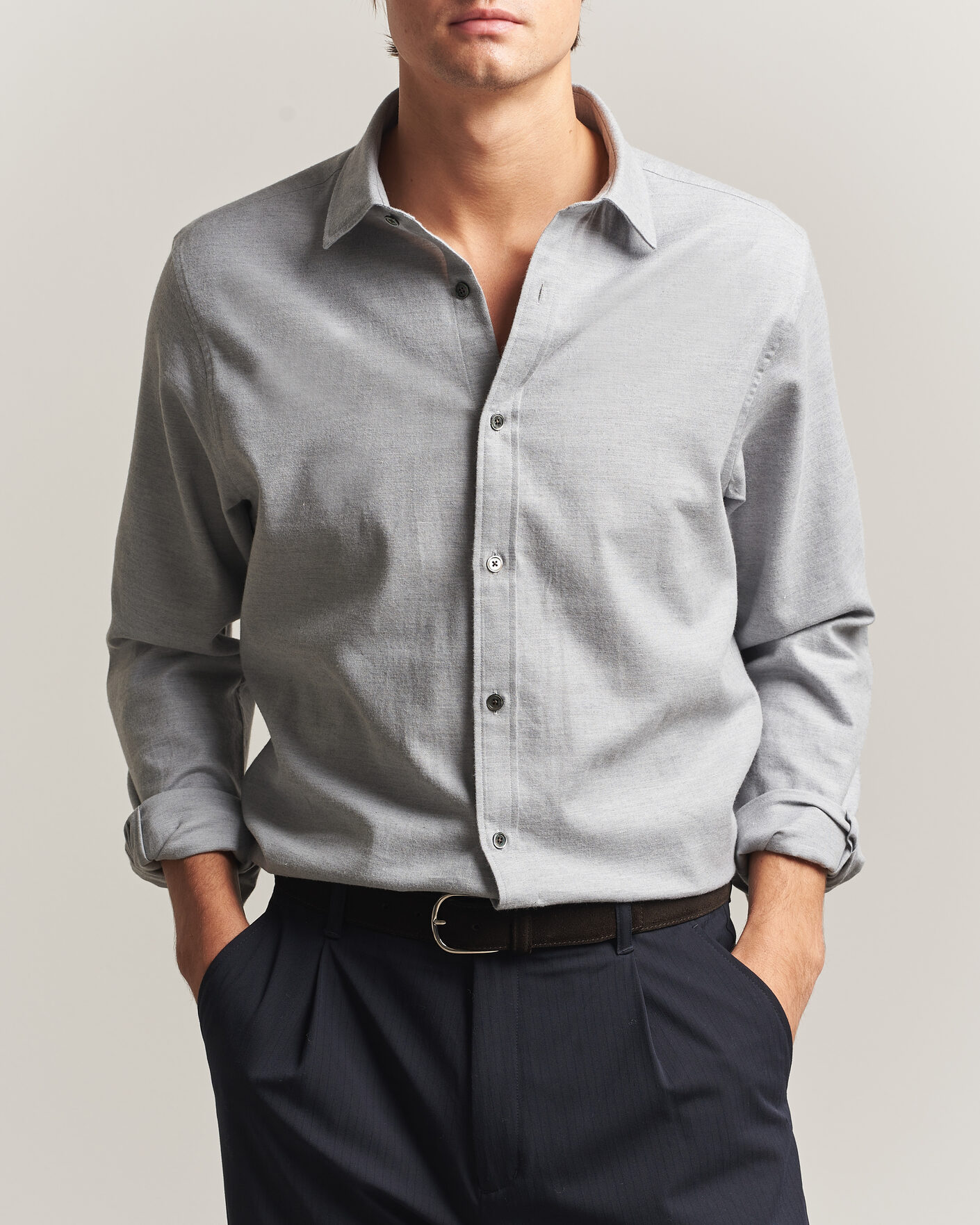 Mies | Kauluspaidat | Gant | Regular Fit Flannel Shirt Grey Melange