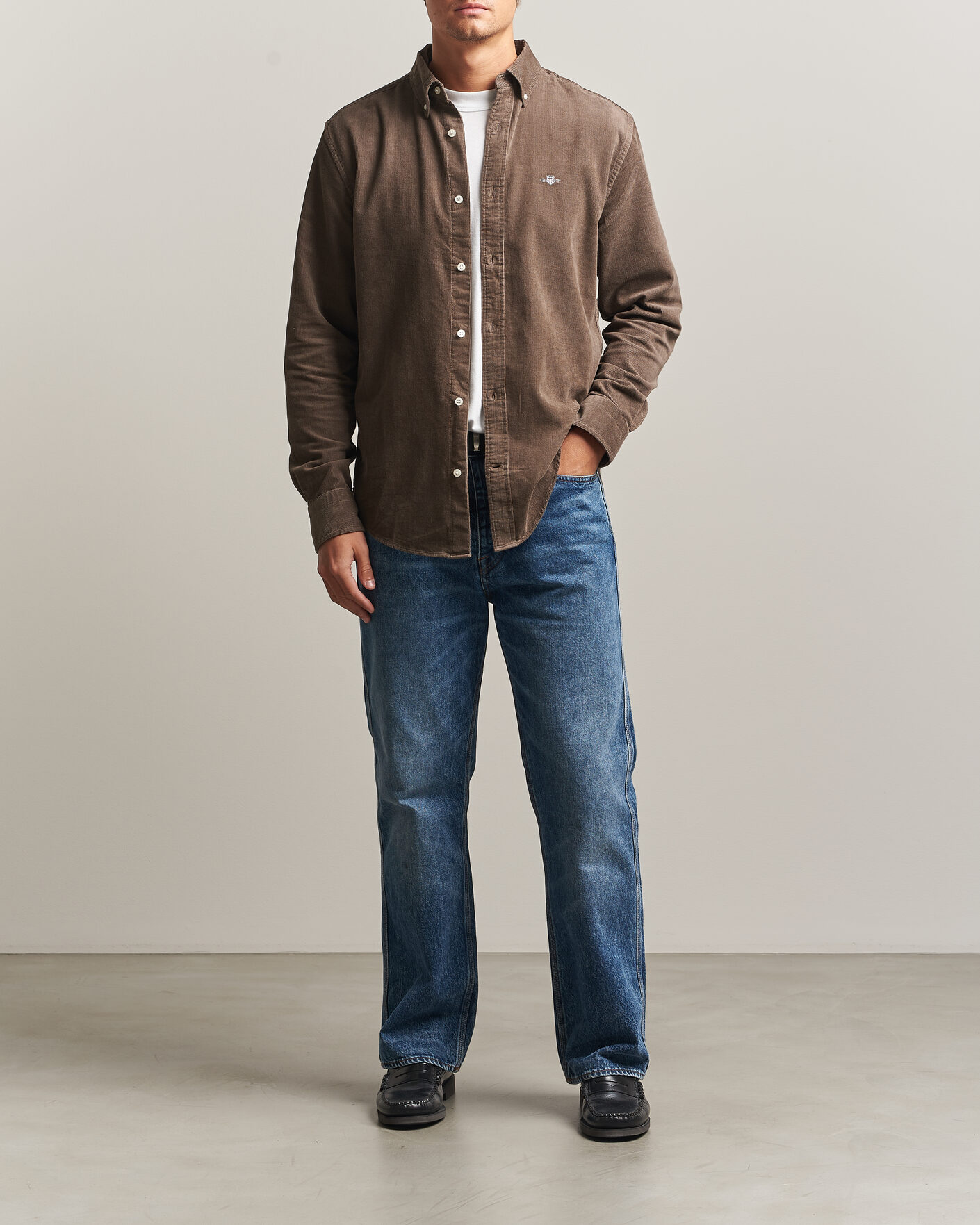 Mies | Kauluspaidat | Gant | Regular Fit Corduroy Shirt Faded Taupe