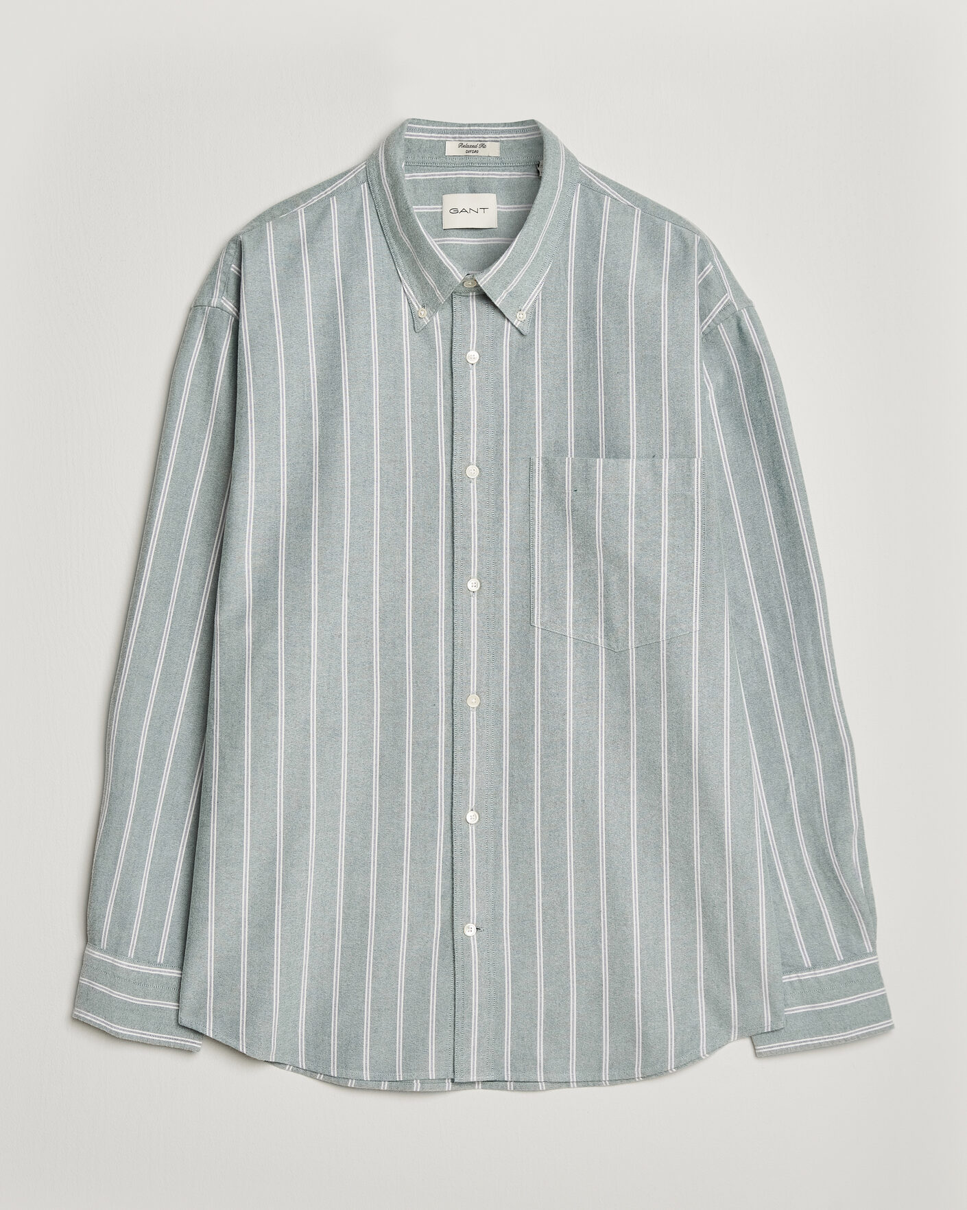 Mies | Kauluspaidat | Gant | Relaxed Fit Brushed Oxford Striped Shirt Dark Emerald