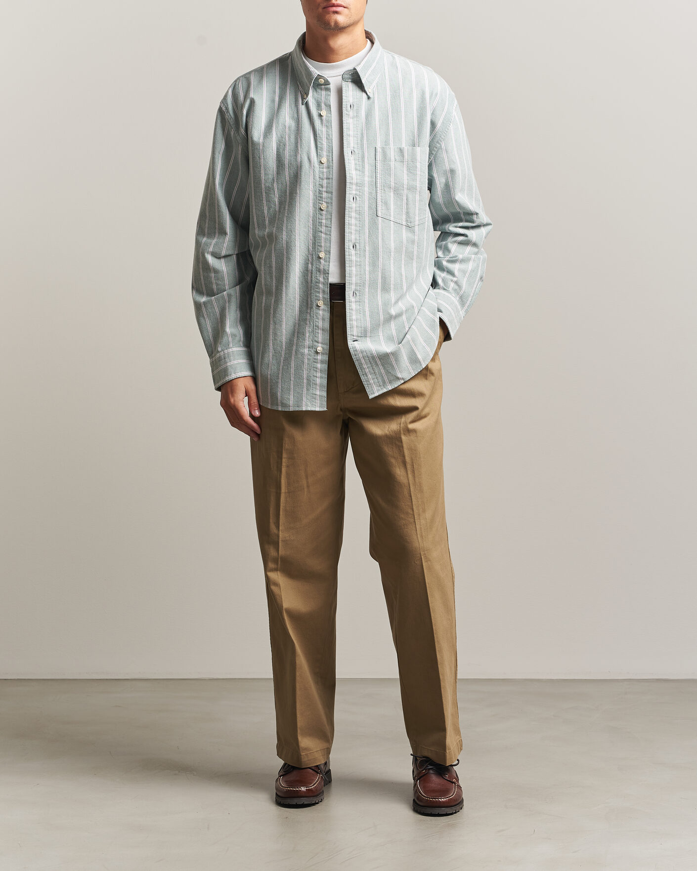 Mies | Kauluspaidat | Gant | Relaxed Fit Brushed Oxford Striped Shirt Dark Emerald