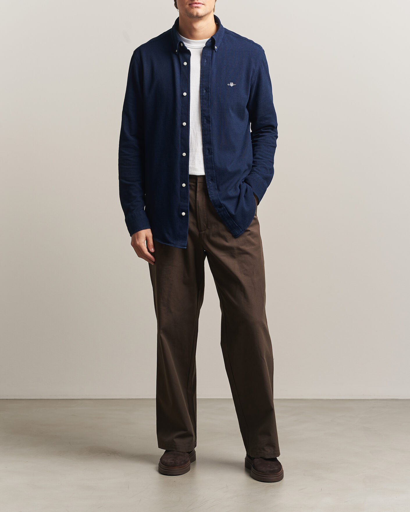 Mies | Kauluspaidat | Gant | Regular Fit Indigo Jersey Pique Shirt Dark Blue
