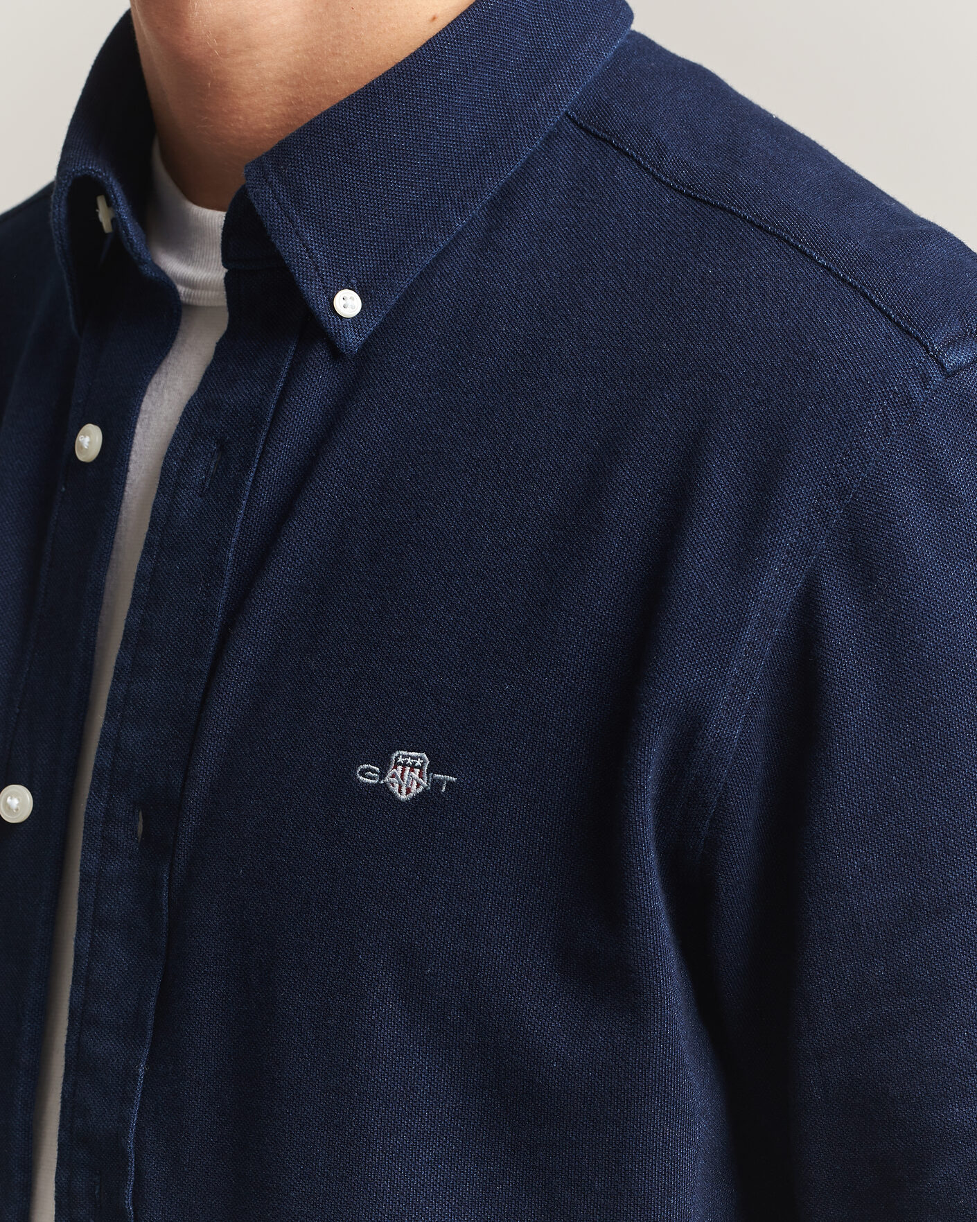 Mies | Kauluspaidat | Gant | Regular Fit Indigo Jersey Pique Shirt Dark Blue