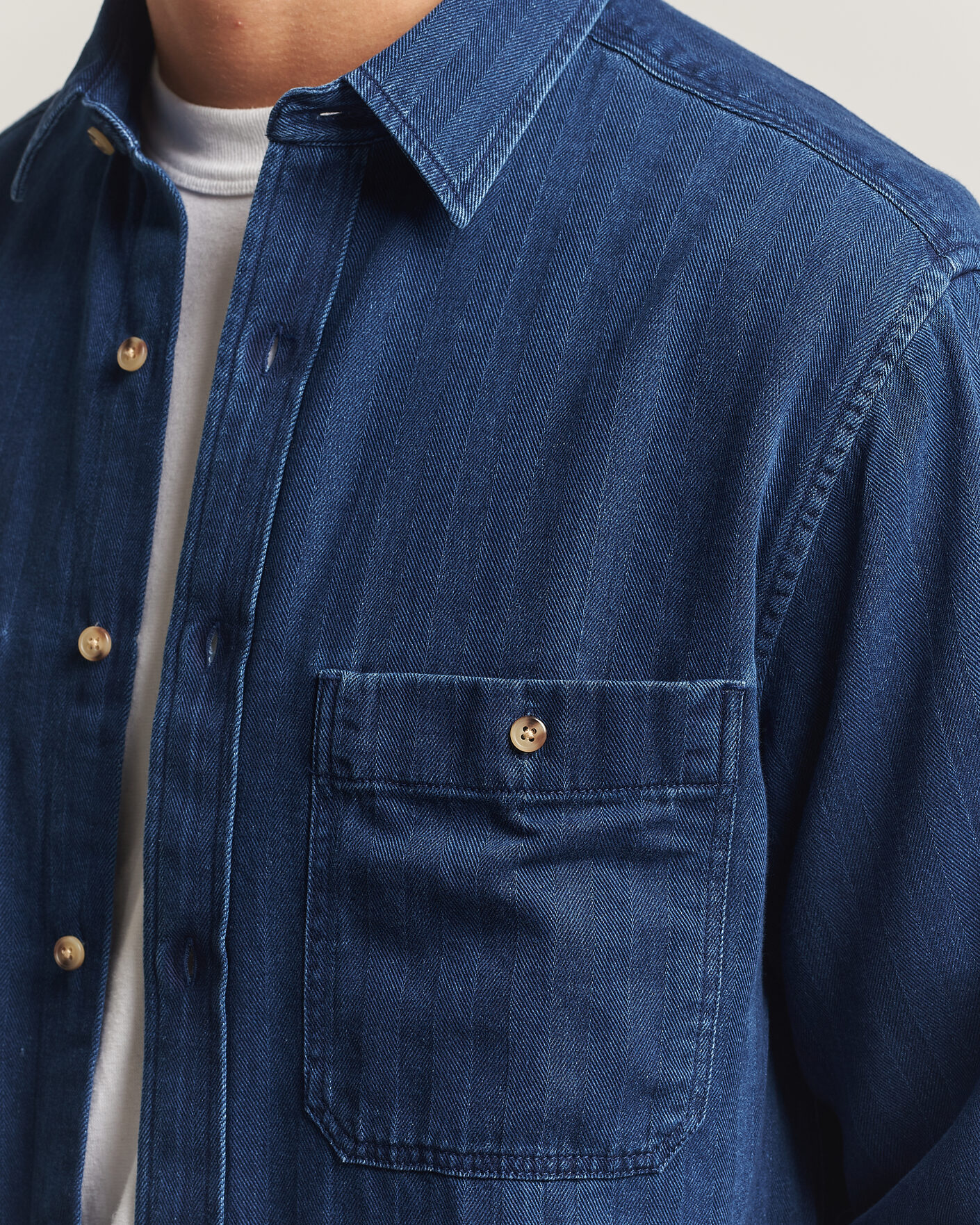 Mies | Kauluspaidat | Gant | Regular Fit Indigo Herringbone Overshirt Mid Blue