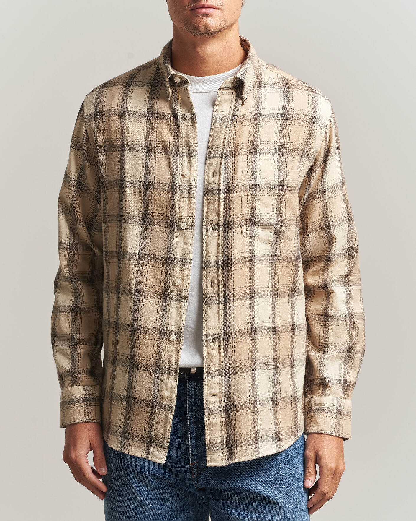 Mies | Kauluspaidat | Gant | Regular Fit Windblown Flannel Checked Shirt Dry Sand