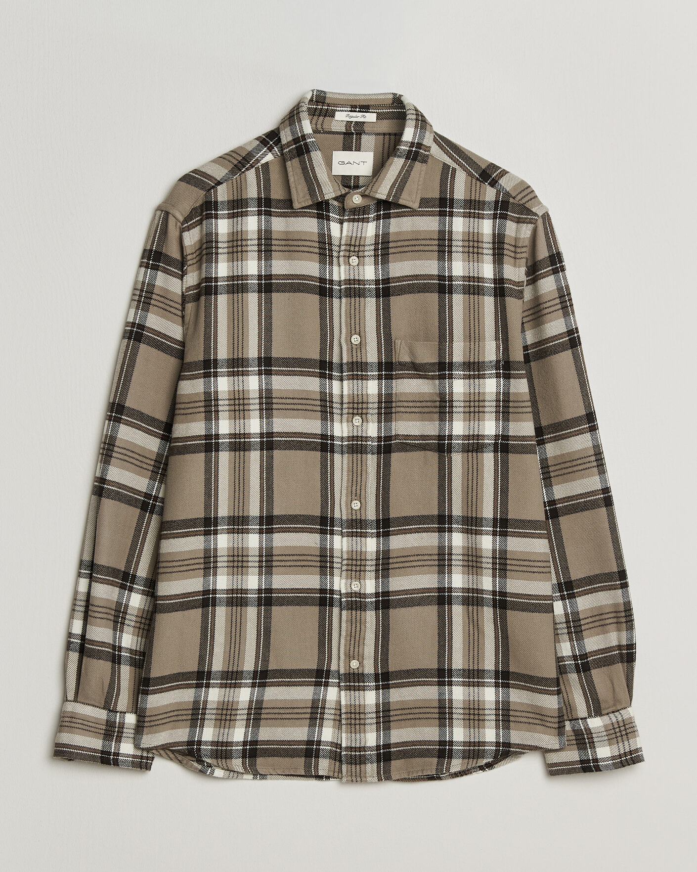 Mies | Kauluspaidat | Gant | Regular Fit Flannel Checked Overshirt Mist Taupe