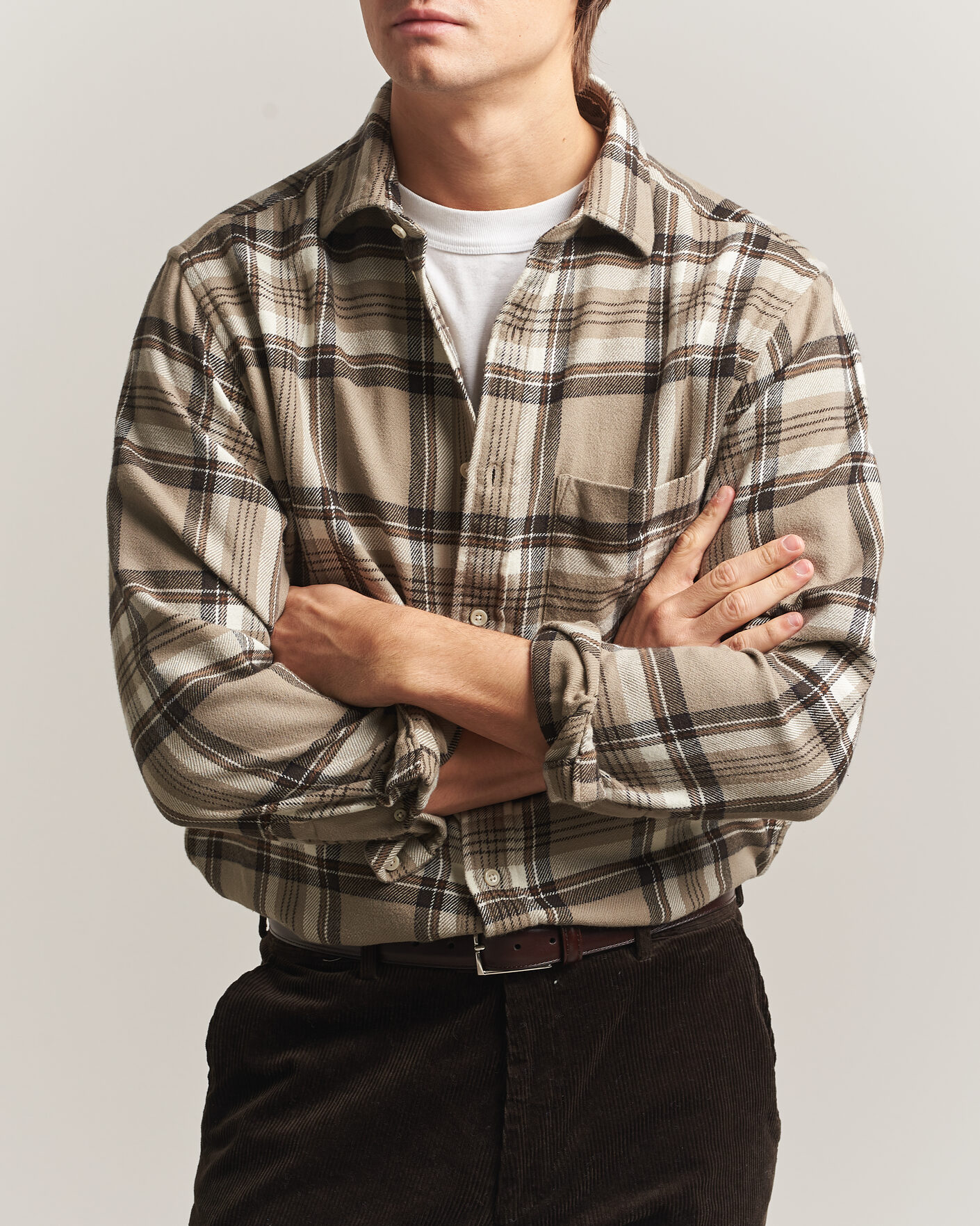 Mies | Kauluspaidat | Gant | Regular Fit Flannel Checked Overshirt Mist Taupe