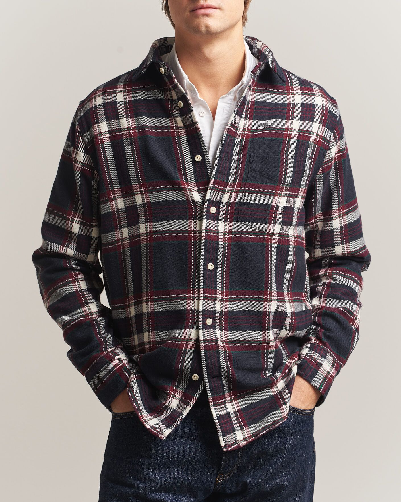 Mies | Kauluspaidat | Gant | Regular Fit Flannel Checked Overshirt Evening Blue