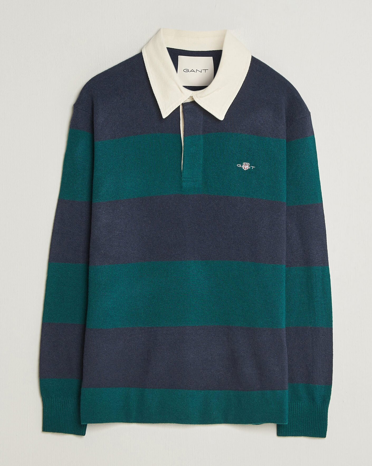 Mies | Puserot | Gant | Lambswool Barstriped Rugger Dark Emerald