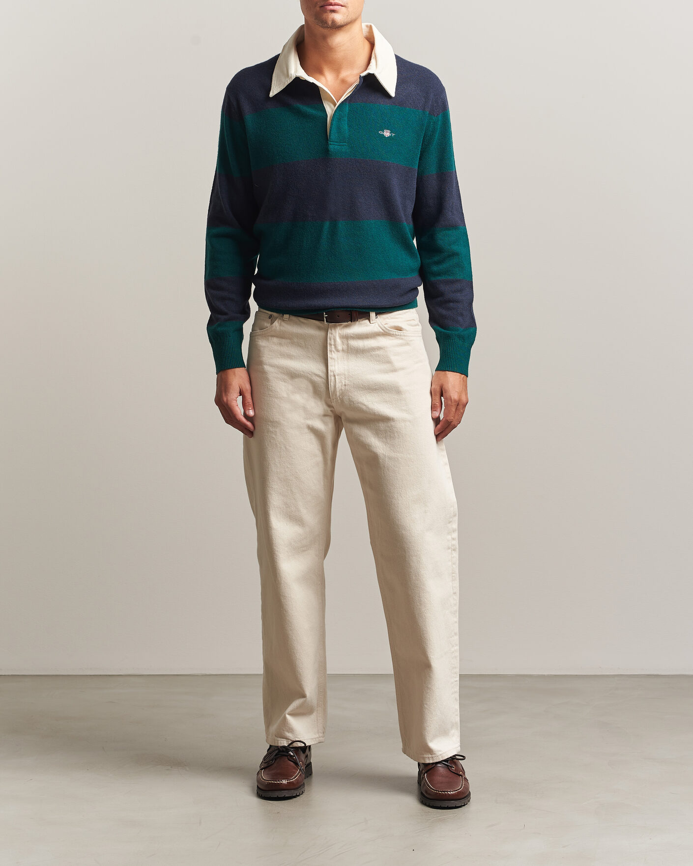 Mies | Puserot | Gant | Lambswool Barstriped Rugger Dark Emerald