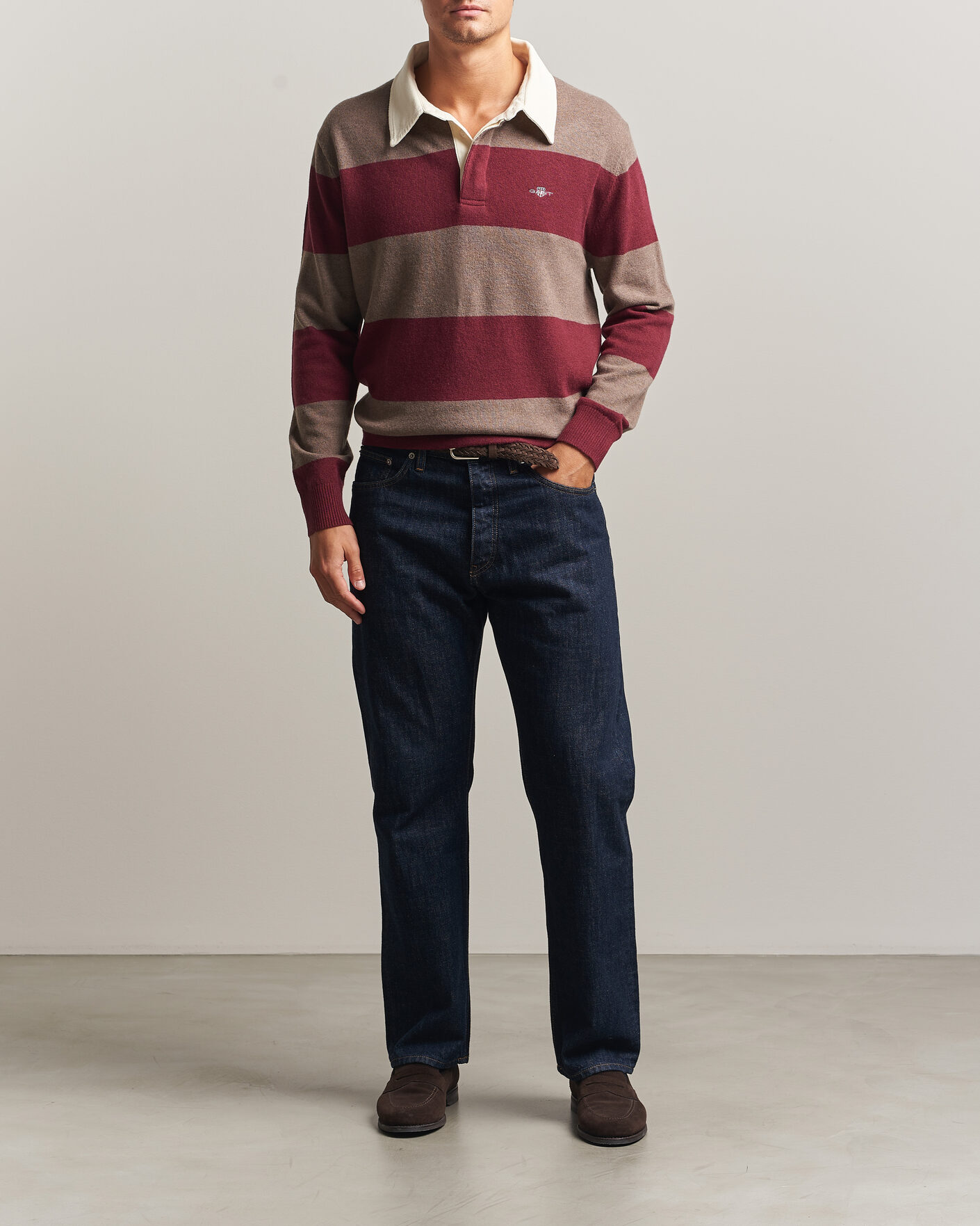 Mies | Puserot | Gant | Lambswool Barstriped Rugger Deep Grape Wine