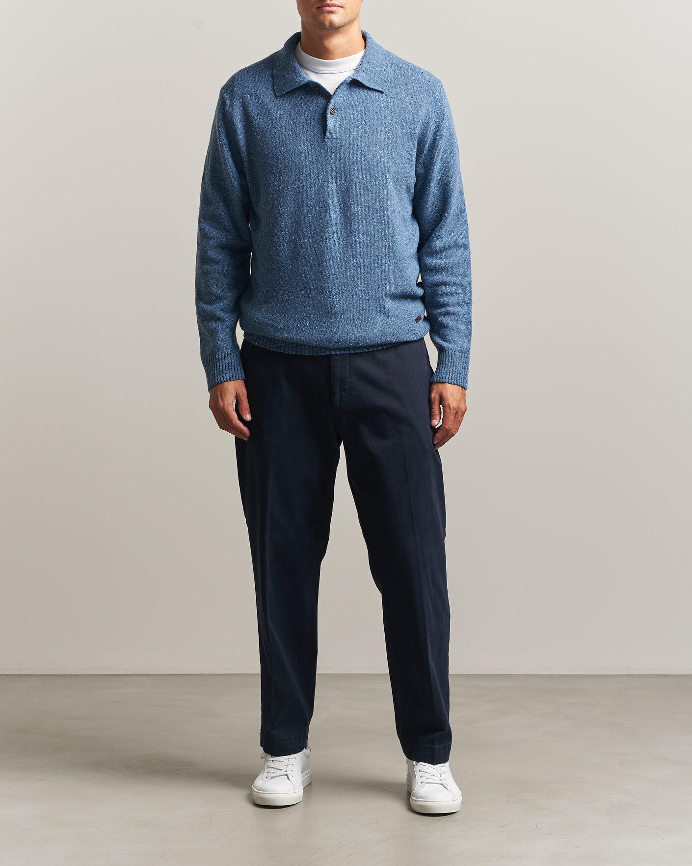 Mies | Puserot | Gant | Neps Wool Polo Blue Horizon