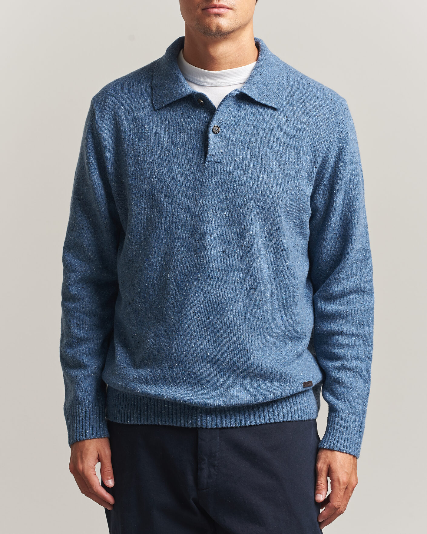 Mies | Puserot | Gant | Neps Wool Polo Blue Horizon