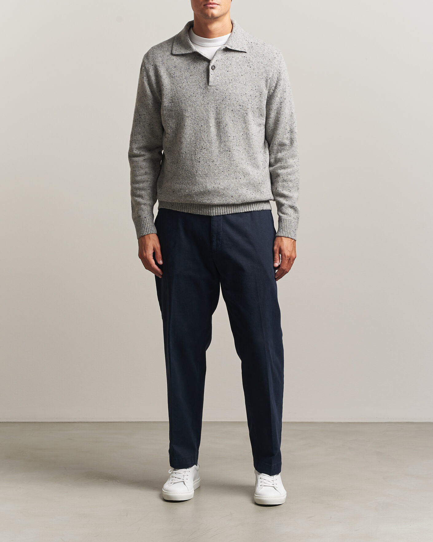 Mies | Puserot | Gant | Neps Wool Polo Grey Melange