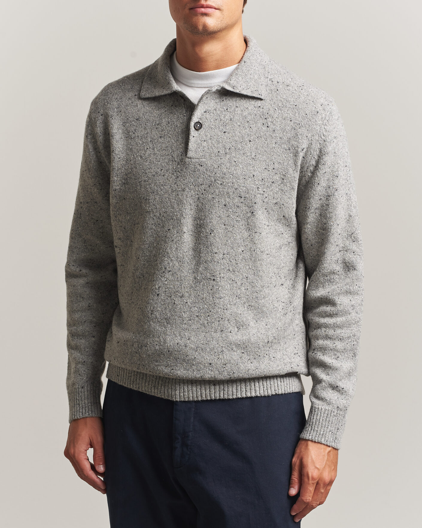 Mies | Puserot | Gant | Neps Wool Polo Grey Melange