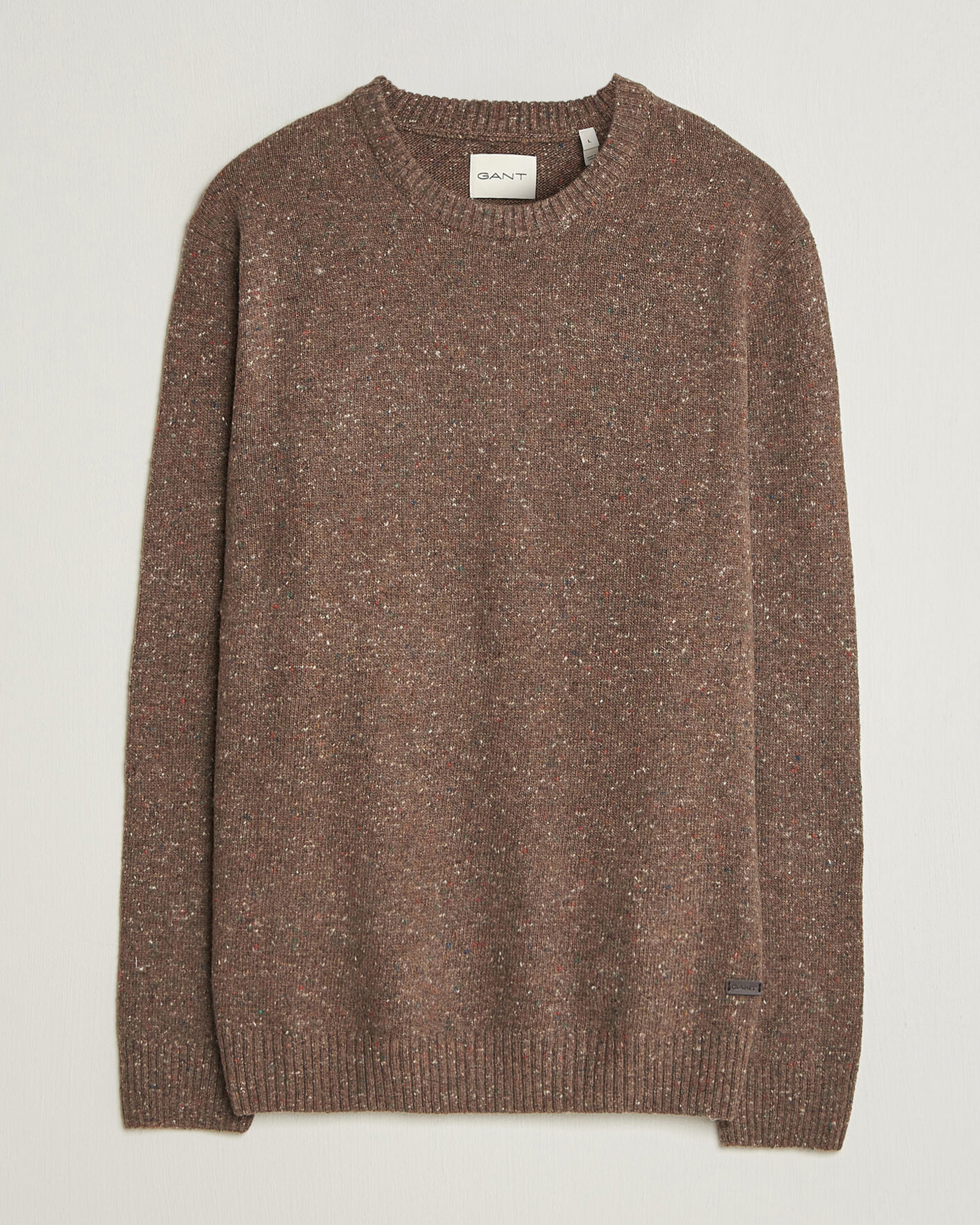 Mies | Puserot | Gant | Neps Wool Crew Neck Sweater Faded Taupe