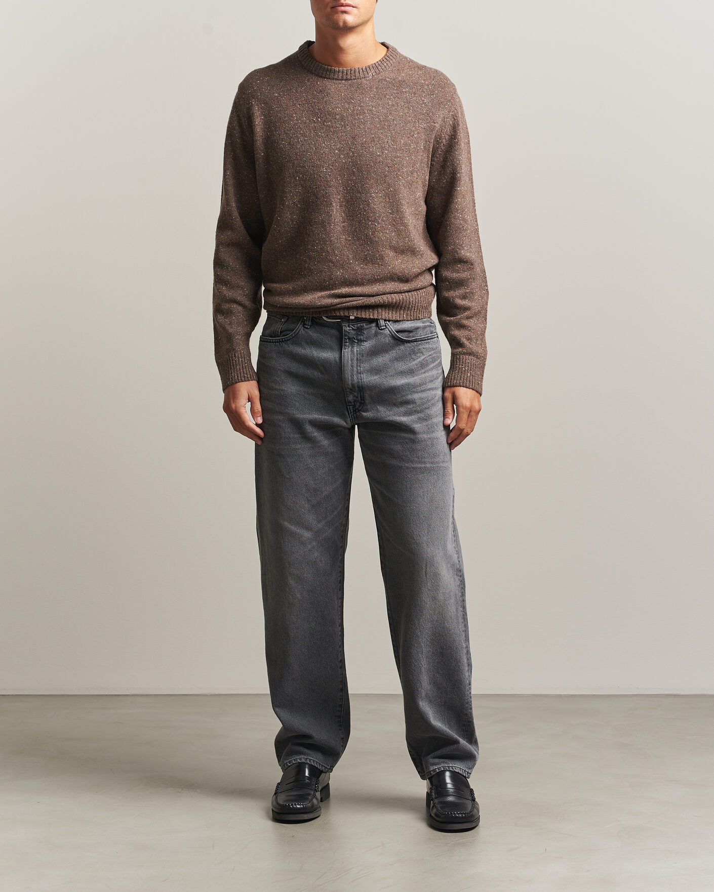 Mies | Puserot | Gant | Neps Wool Crew Neck Sweater Faded Taupe