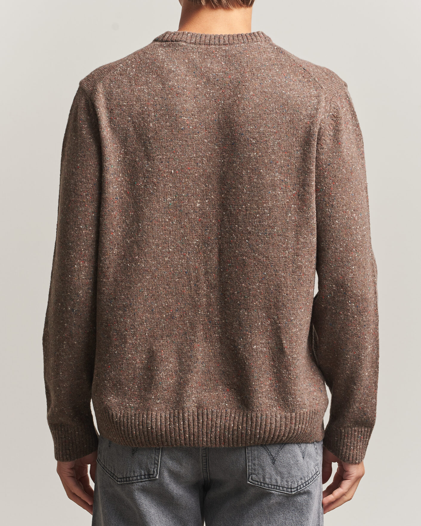 Mies | Puserot | Gant | Neps Wool Crew Neck Sweater Faded Taupe