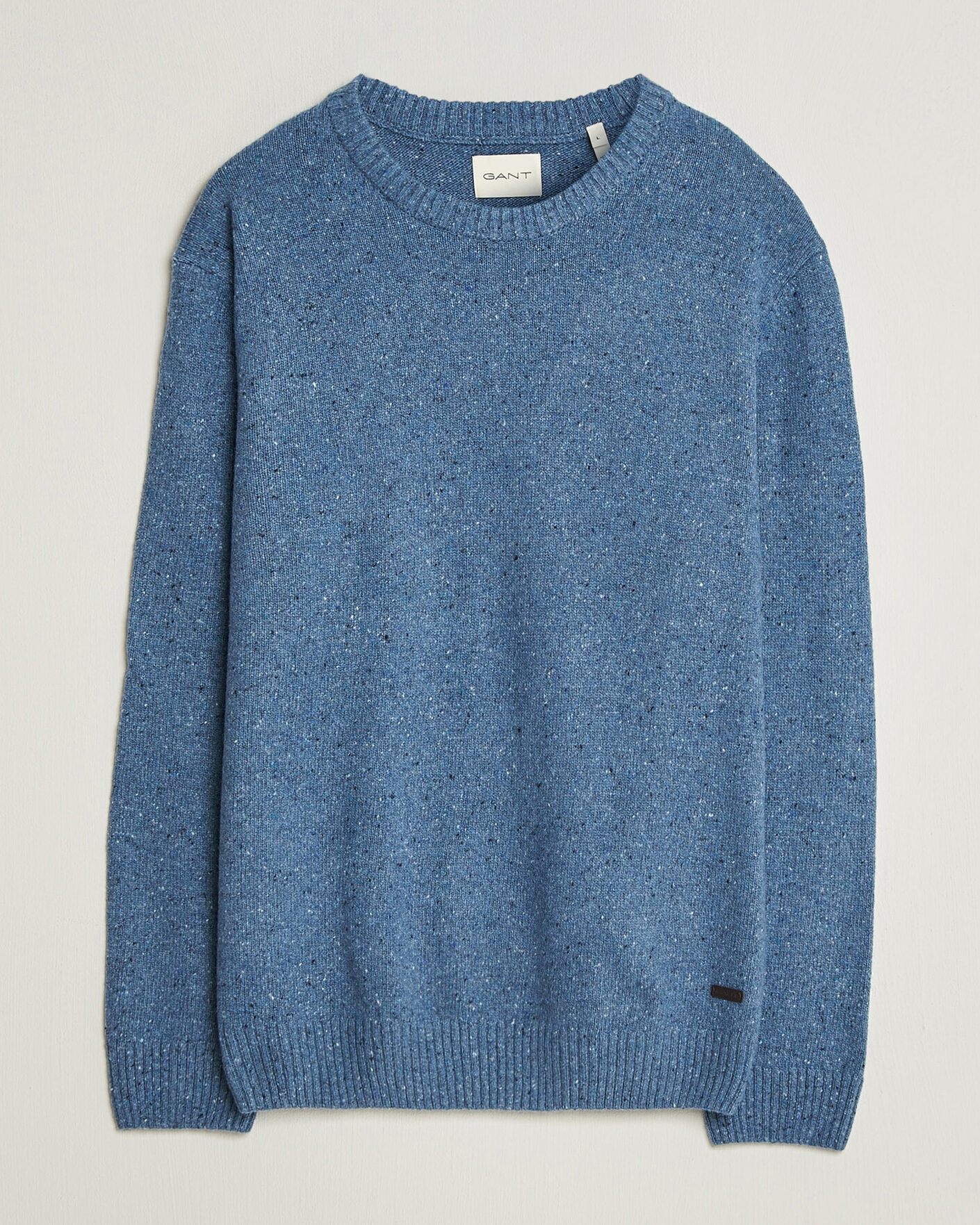 Mies | Puserot | Gant | Neps Wool Crew Neck Sweater Blue Horizon