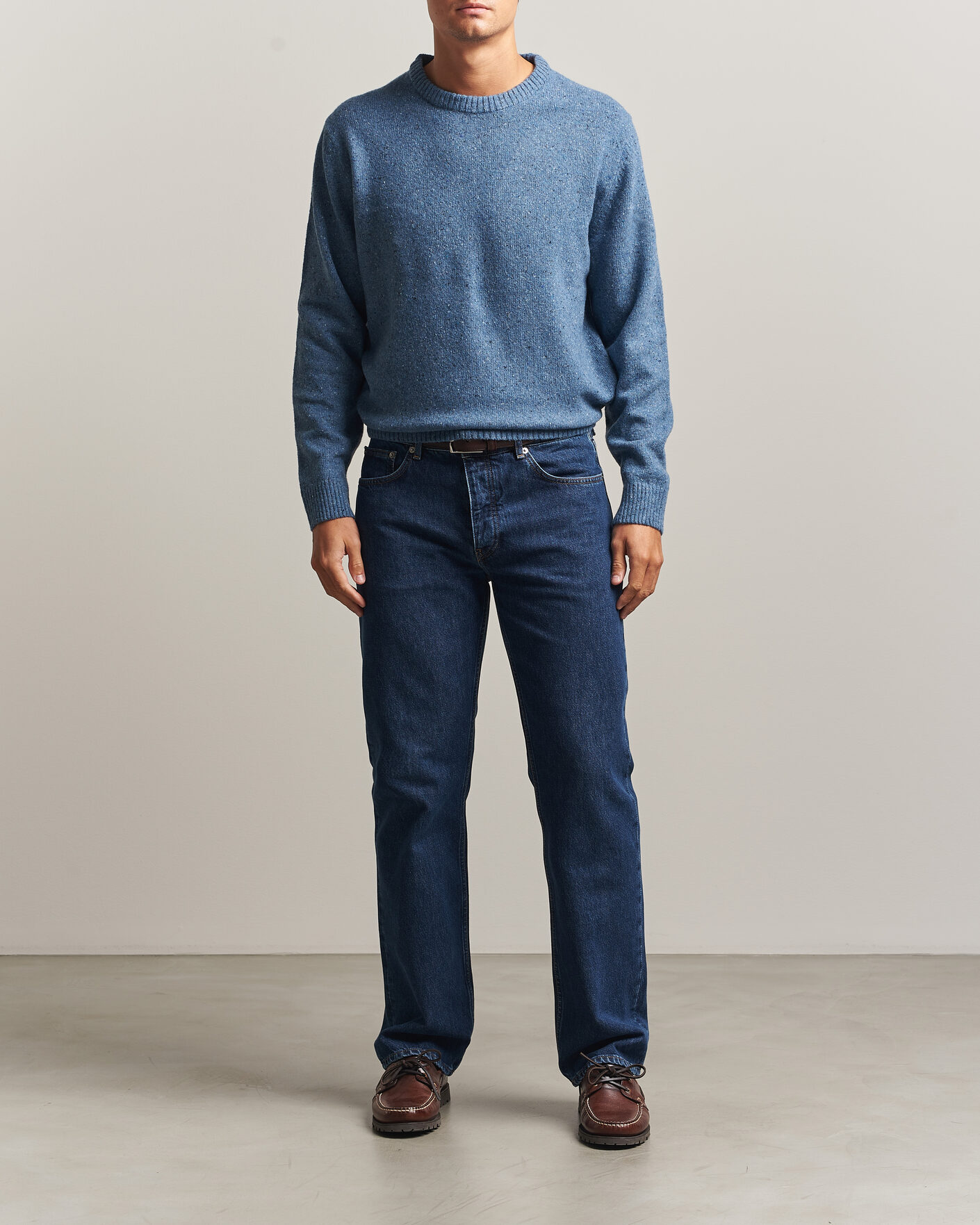 Mies | Puserot | Gant | Neps Wool Crew Neck Sweater Blue Horizon