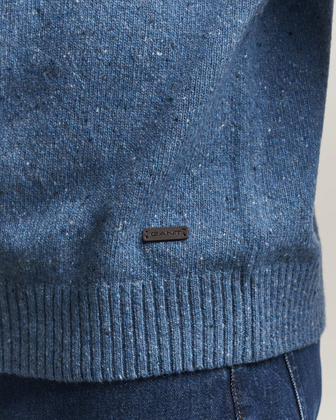 Mies | Puserot | Gant | Neps Wool Crew Neck Sweater Blue Horizon