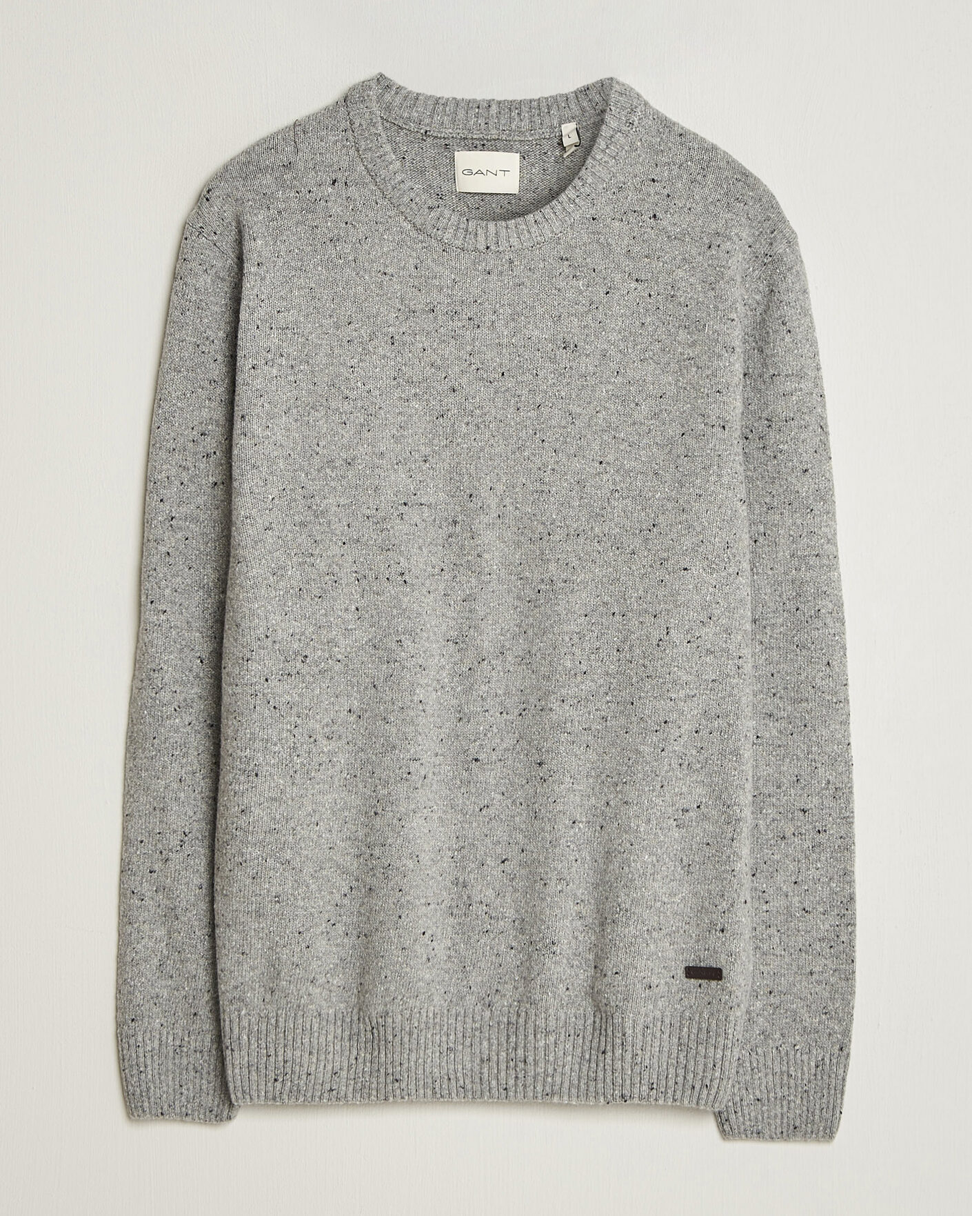 Mies | Puserot | Gant | Neps Wool Crew Neck Sweater Grey Melange