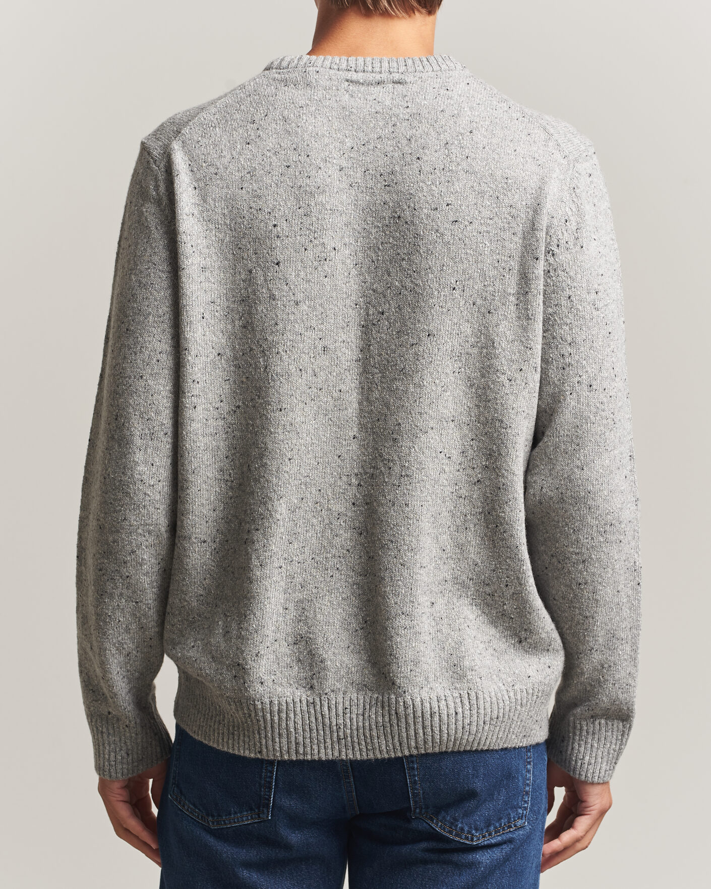 Mies | Puserot | Gant | Neps Wool Crew Neck Sweater Grey Melange