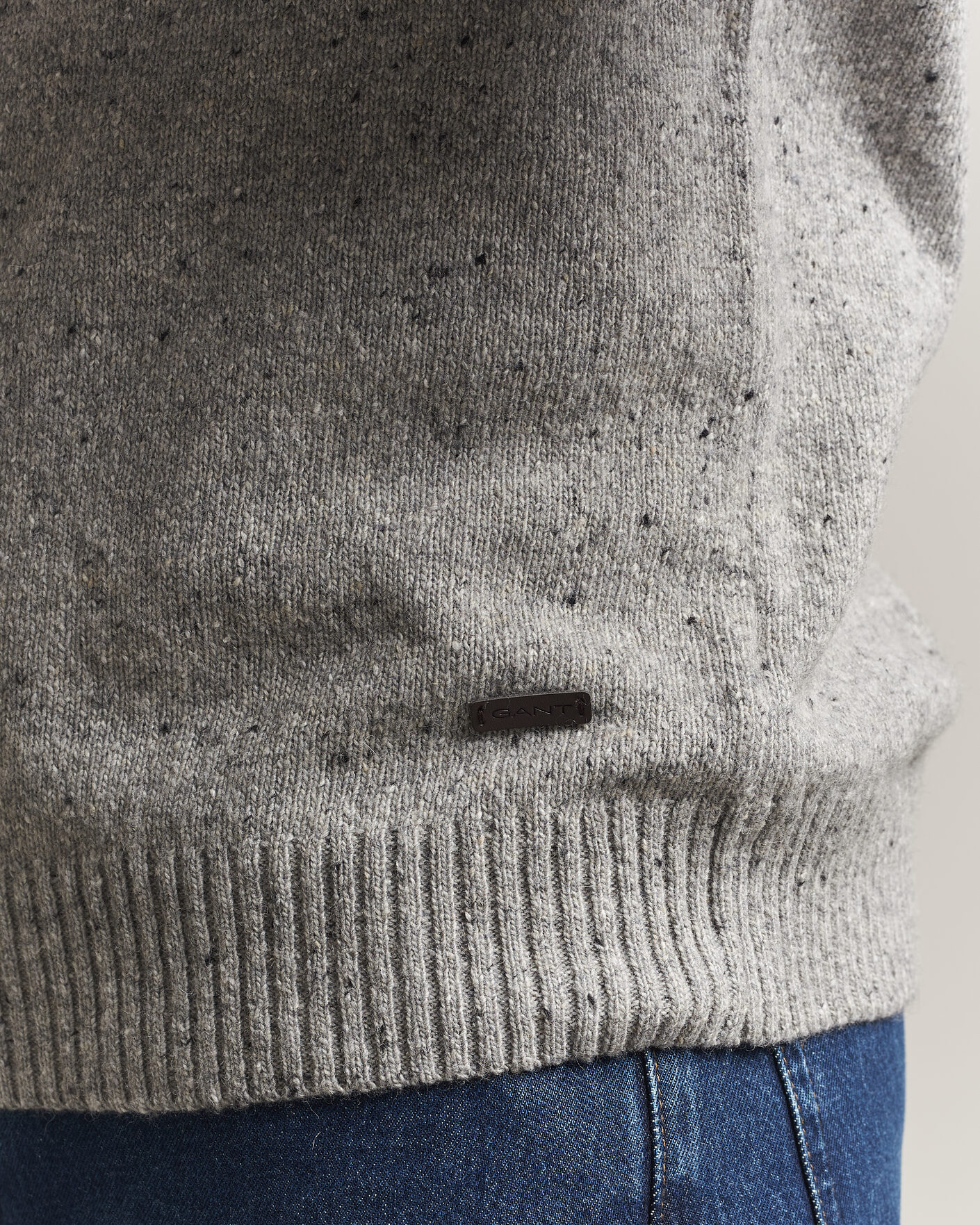 Mies | Puserot | Gant | Neps Wool Crew Neck Sweater Grey Melange