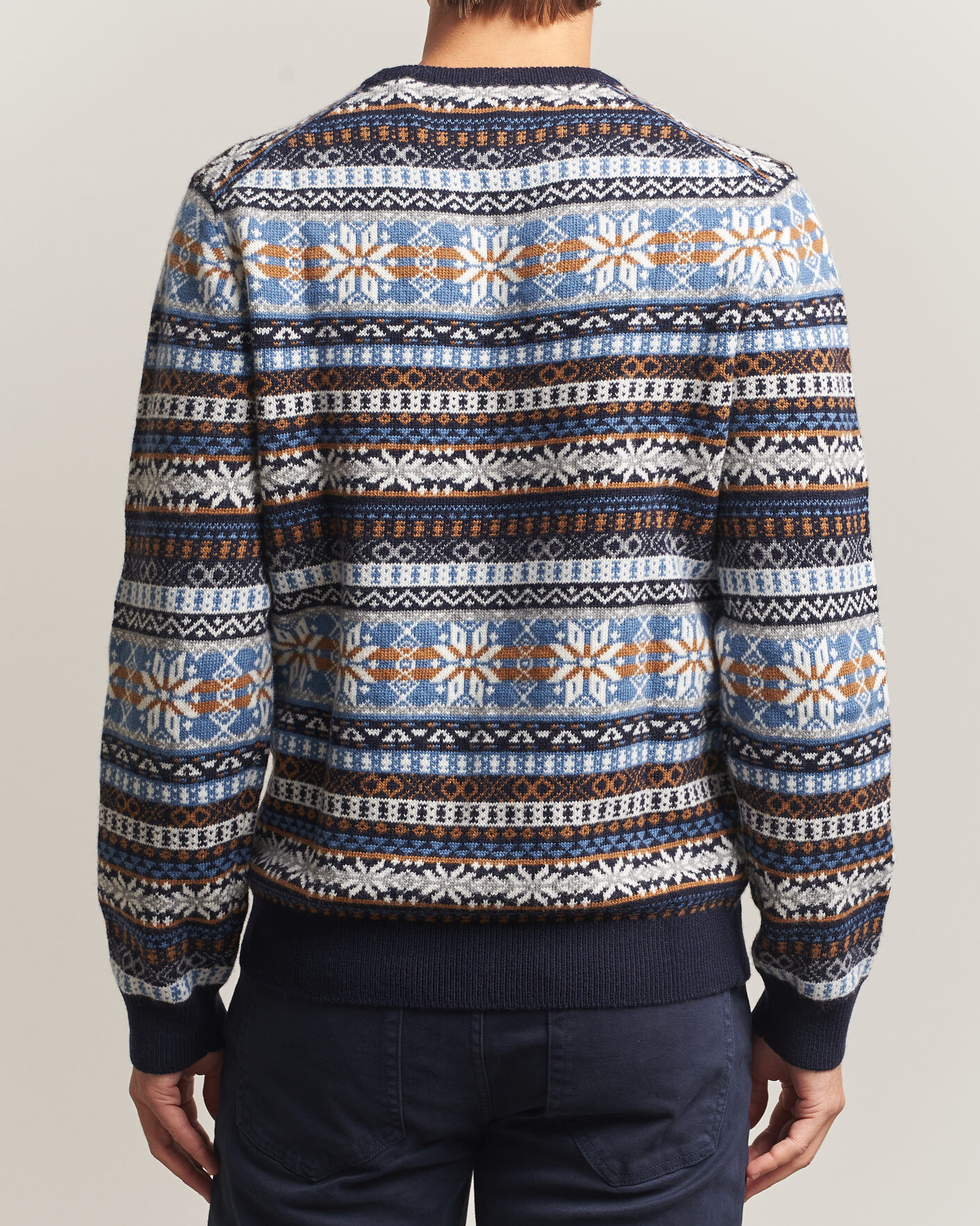 Mies | Puserot | Gant | Brushed Wool Fair Isle Sweater Evening Blue