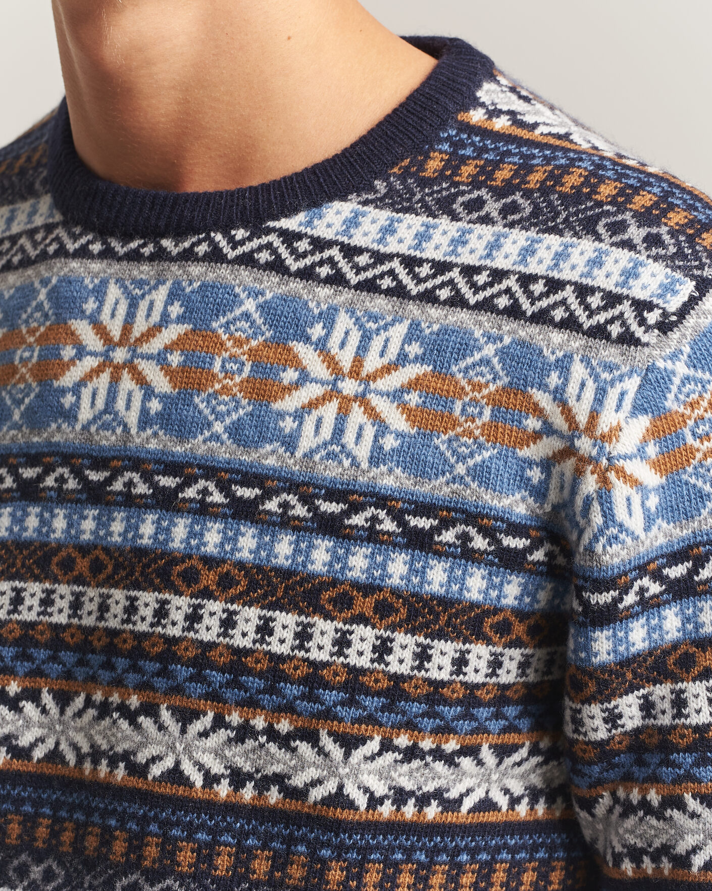 Mies | Puserot | Gant | Brushed Wool Fair Isle Sweater Evening Blue