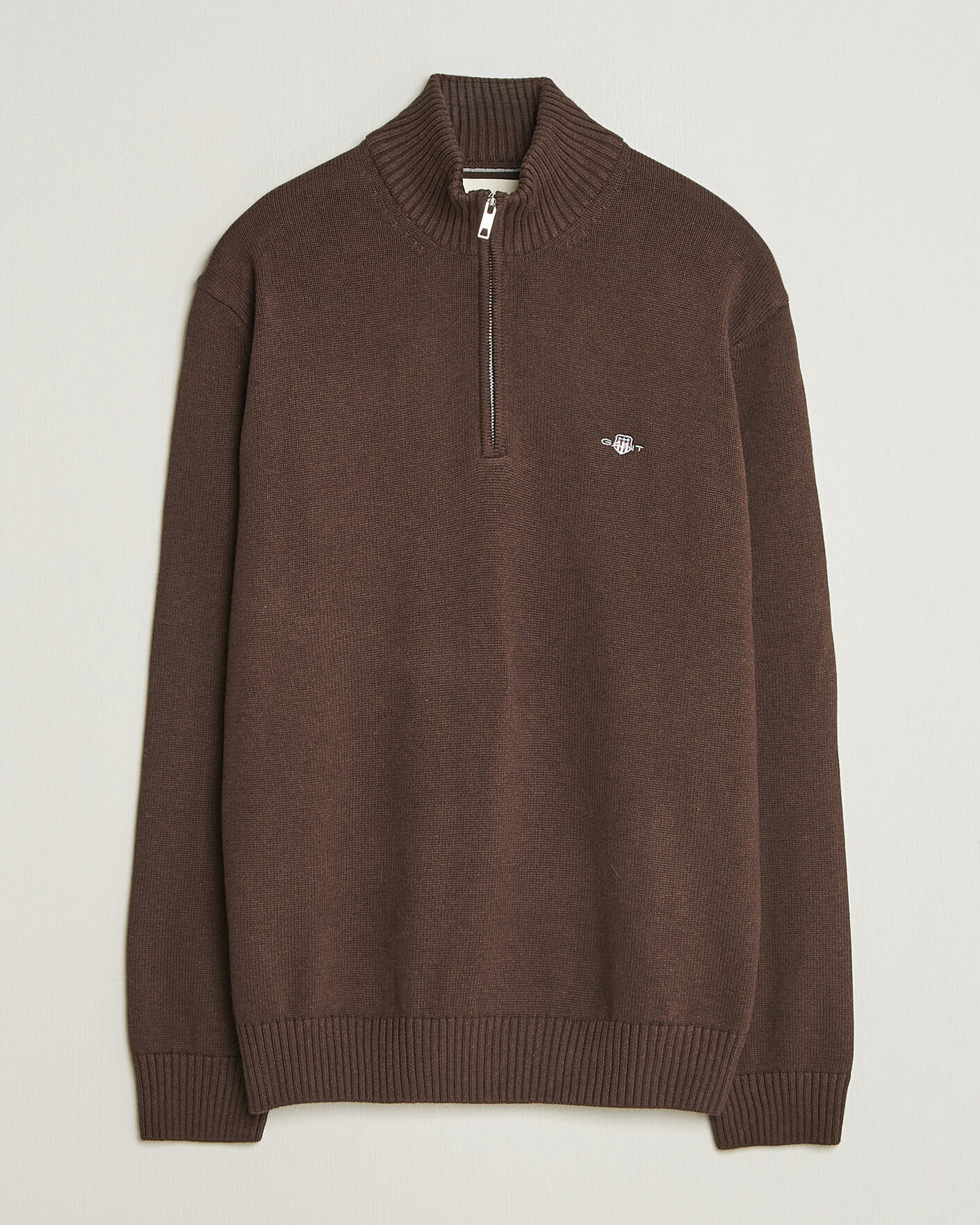 Mies | Puserot | Gant | Casual Cotton Half Zip Black Brown Melange