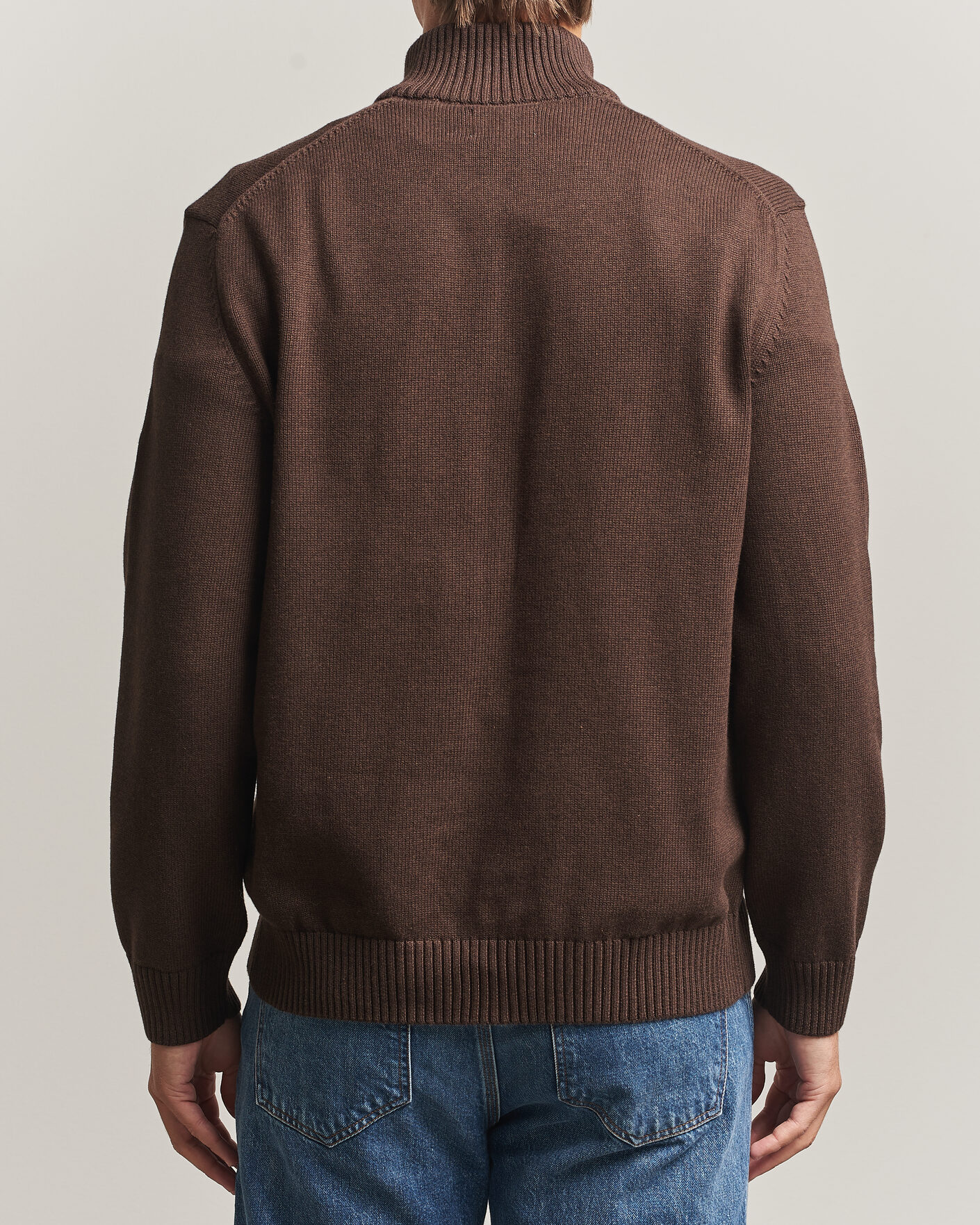 Mies | Puserot | Gant | Casual Cotton Half Zip Black Brown Melange