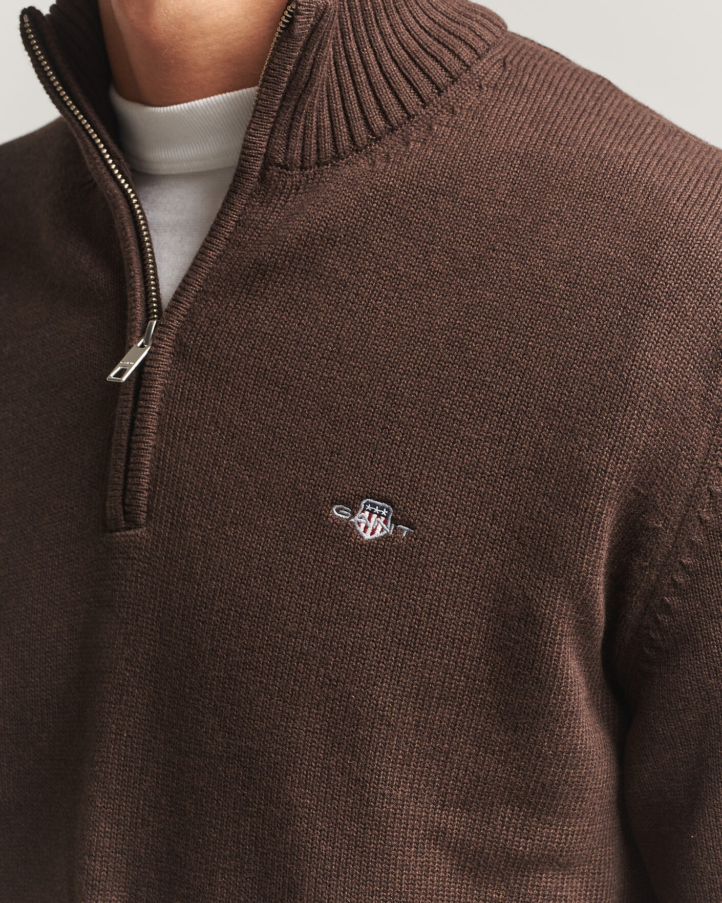 Mies | Puserot | Gant | Casual Cotton Half Zip Black Brown Melange