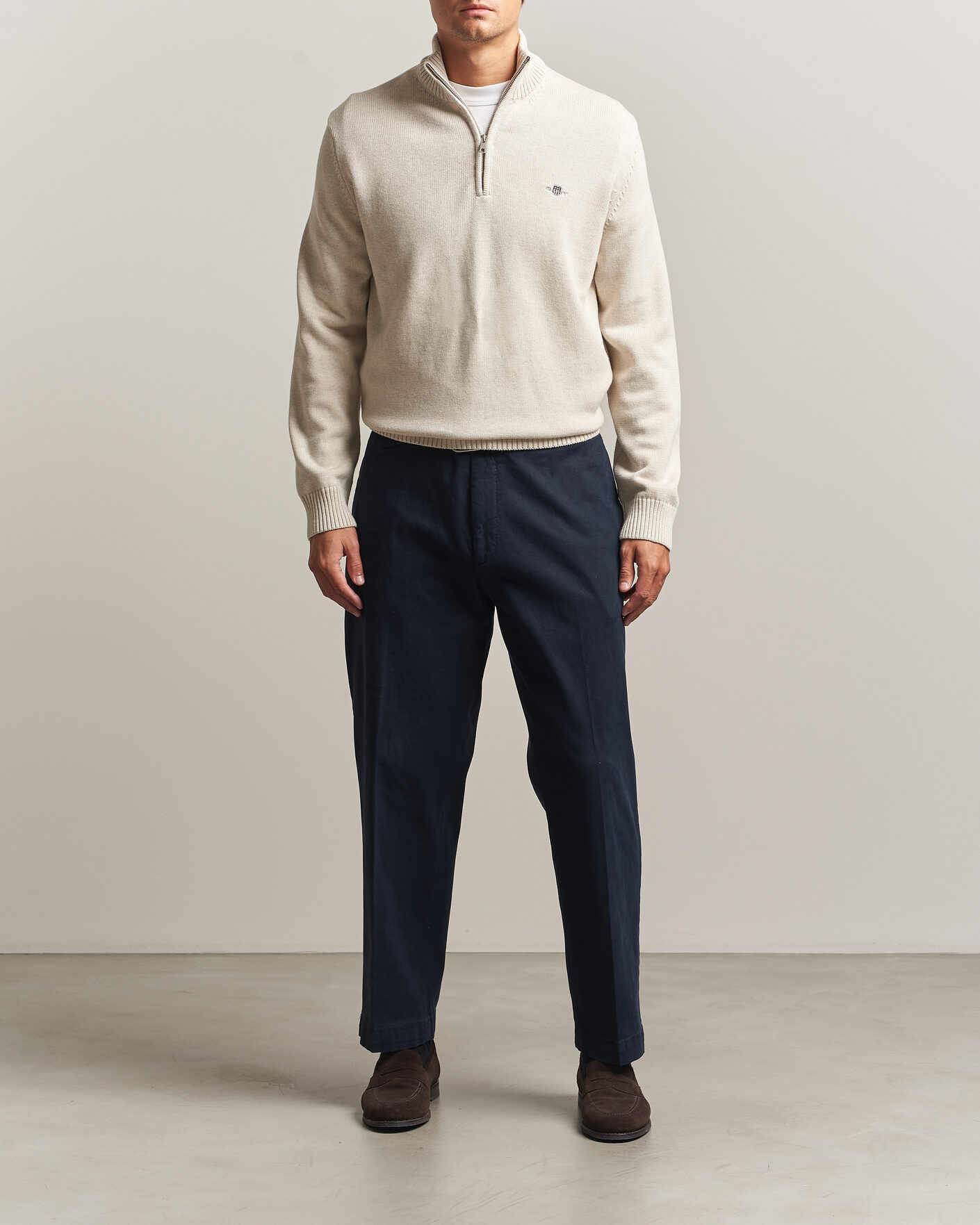 Mies | Puserot | Gant | Casual Cotton Half Zip Seed Melange