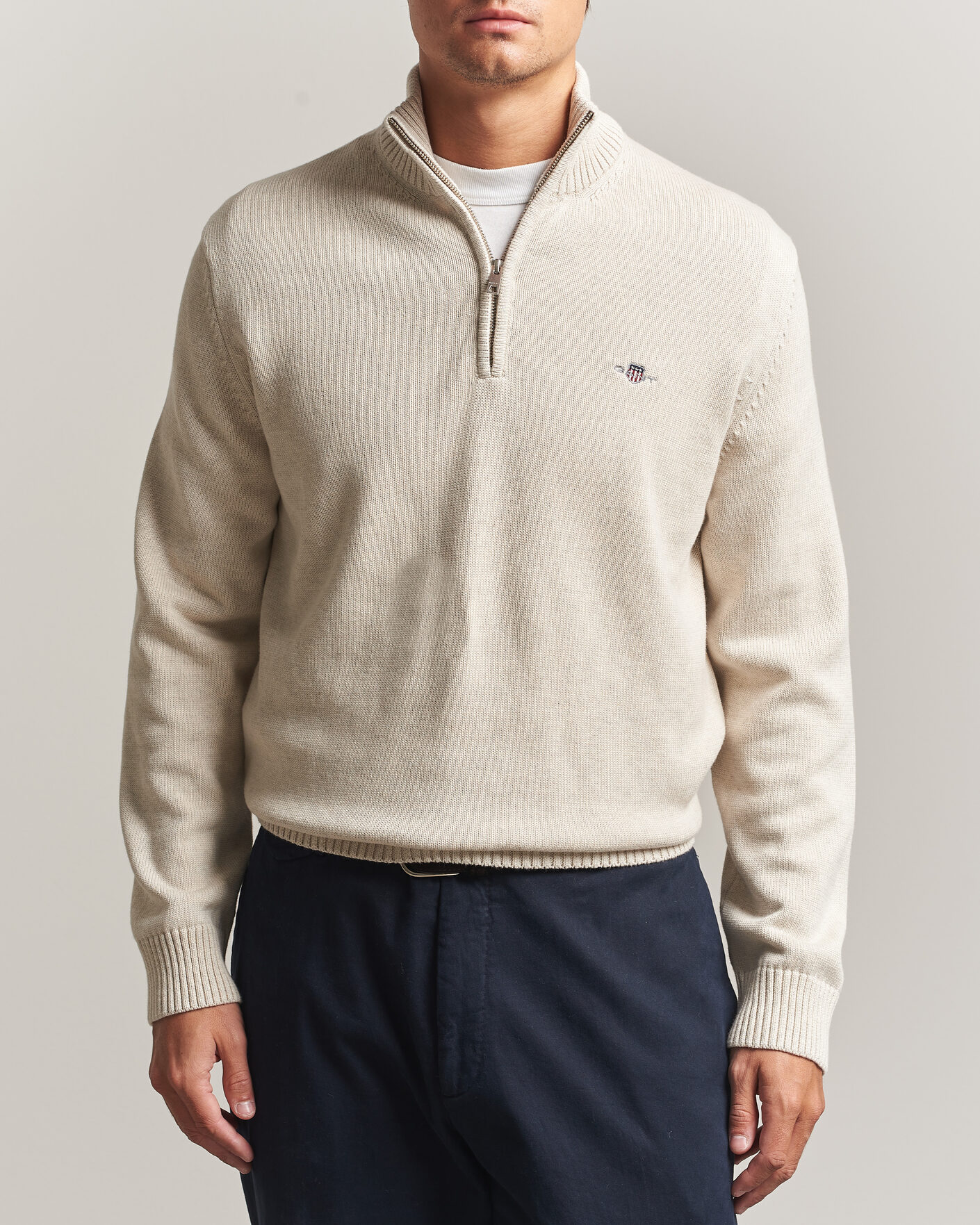 Mies | Puserot | Gant | Casual Cotton Half Zip Seed Melange