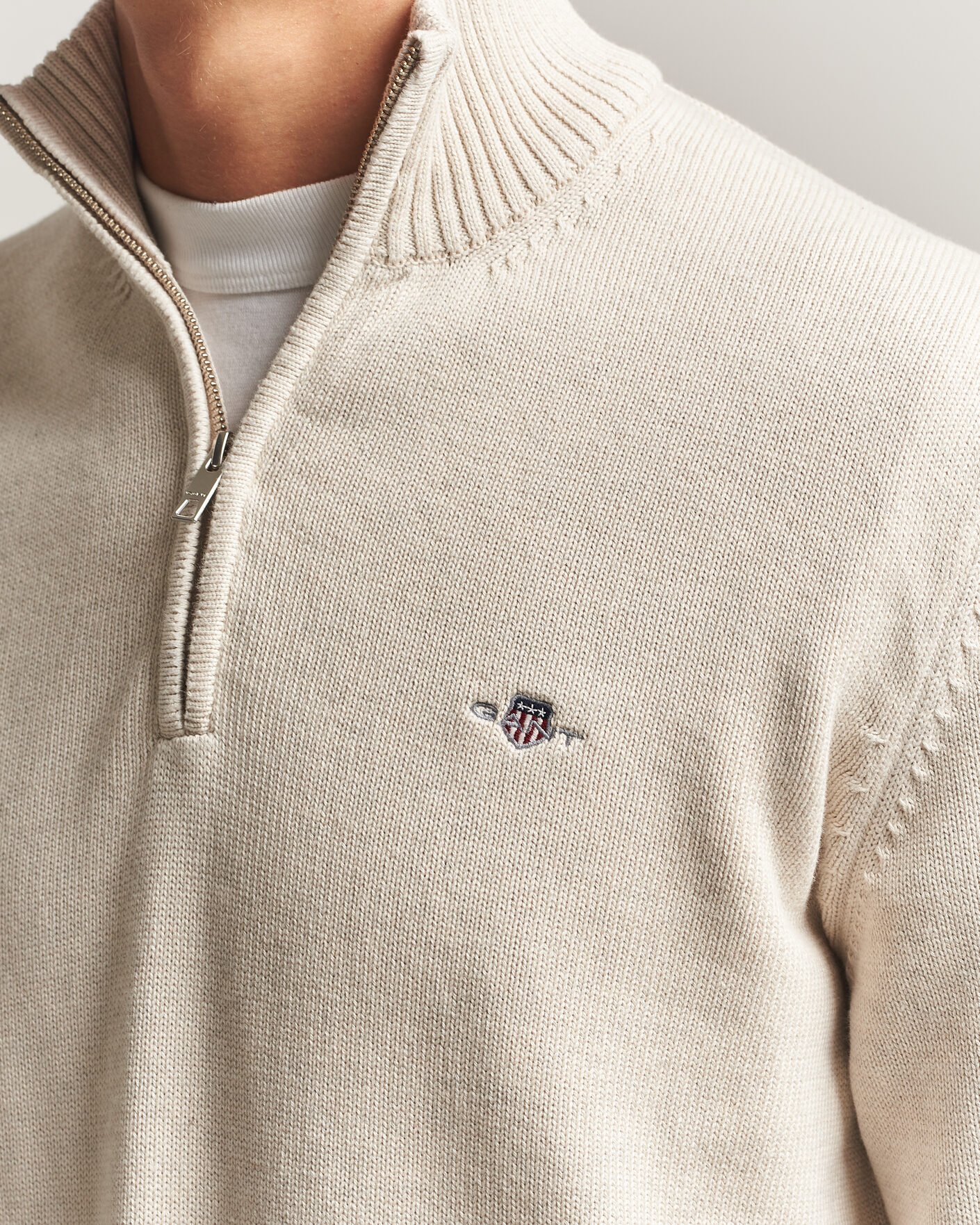 Mies | Puserot | Gant | Casual Cotton Half Zip Seed Melange